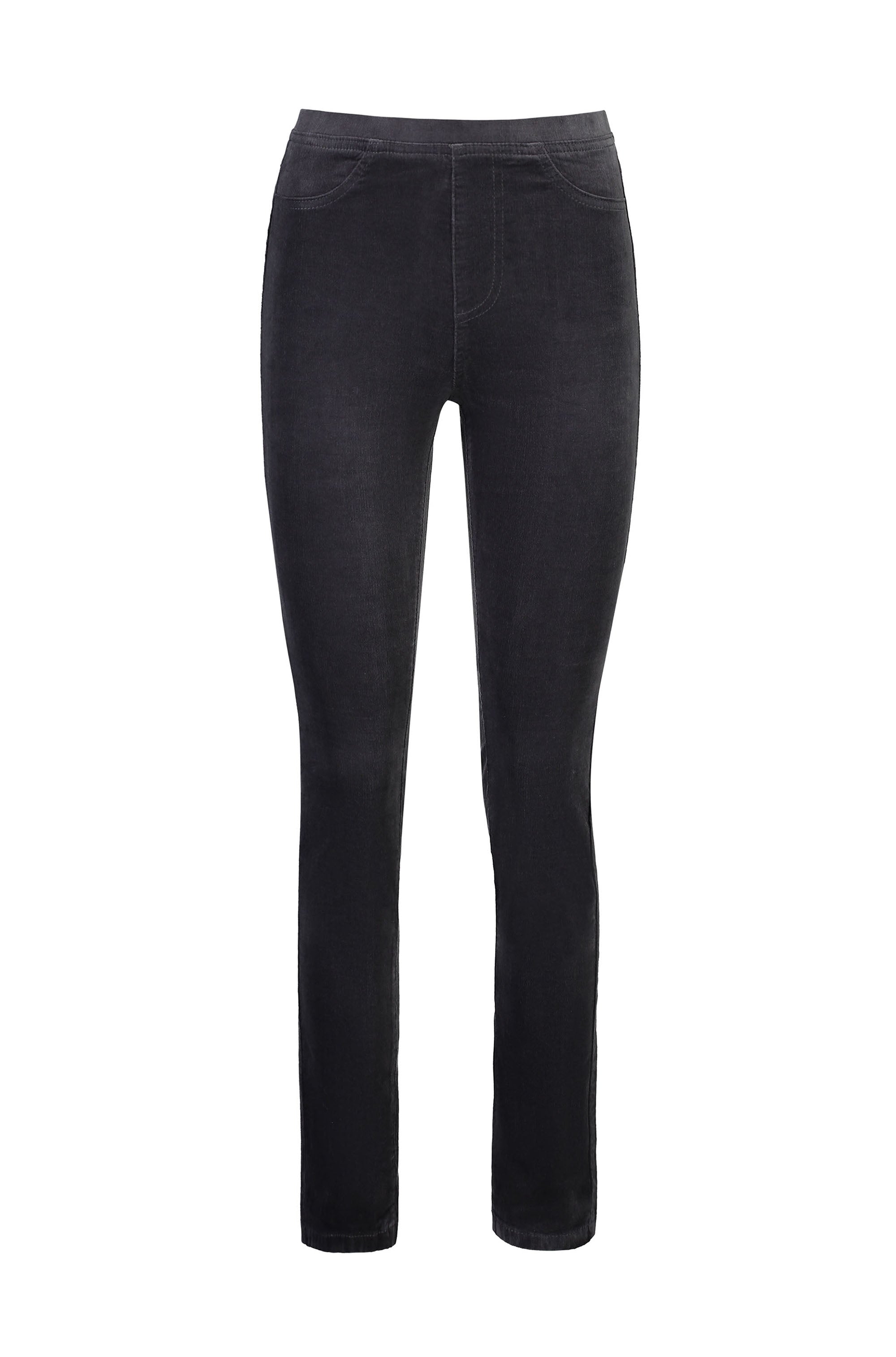 VASSALLI SLIM LEG FULL LENGTH PINWALE CORD PULL ON CHARCOAL