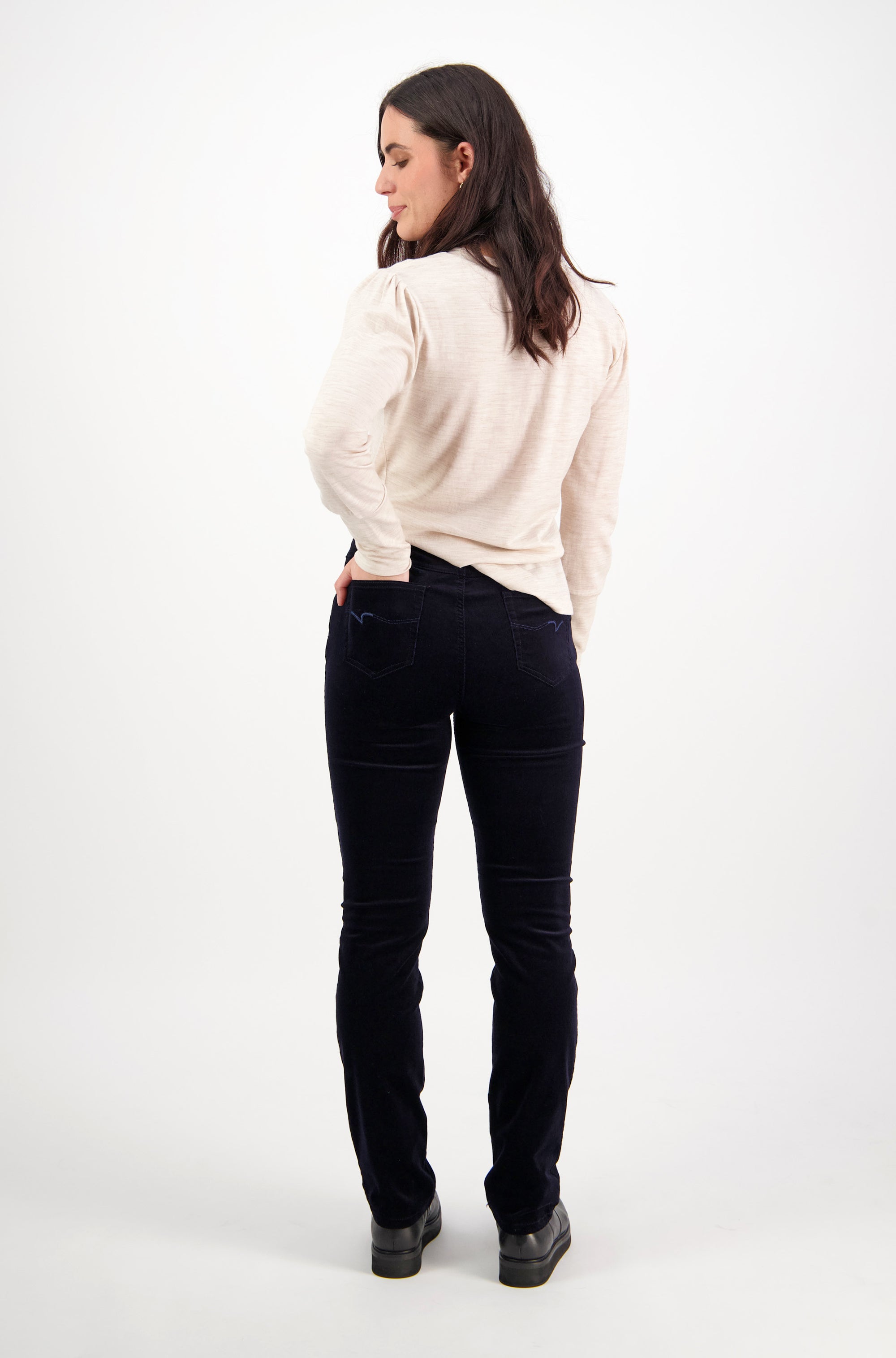 VASSALLI SLIM LEG FULL LENGTH PINWALE CORD PULL ON MIDNIGHT