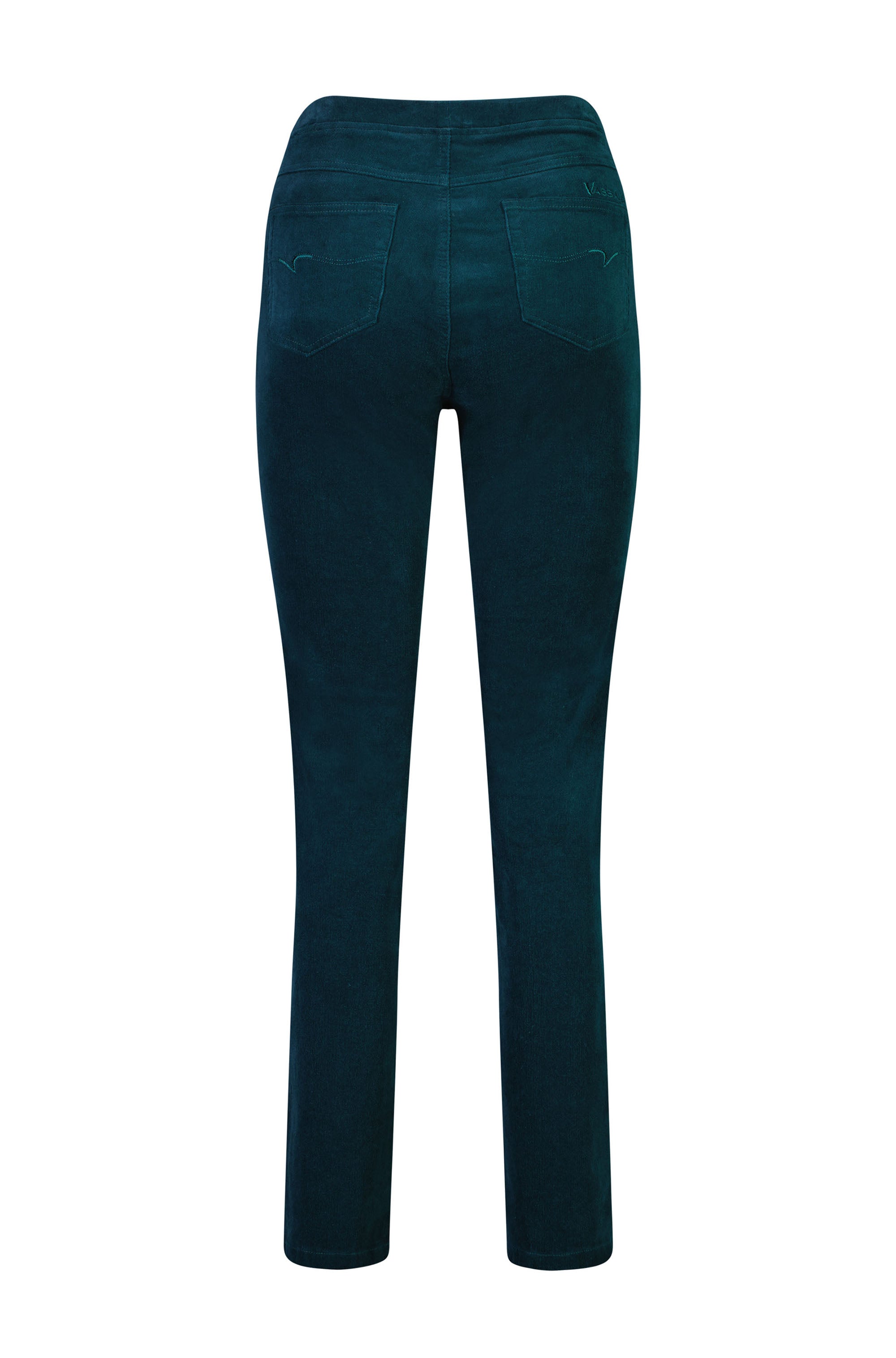 VASSALLI SLIM LEG FULL LENGTH PINWALE CORD PULL ON PEACOCK