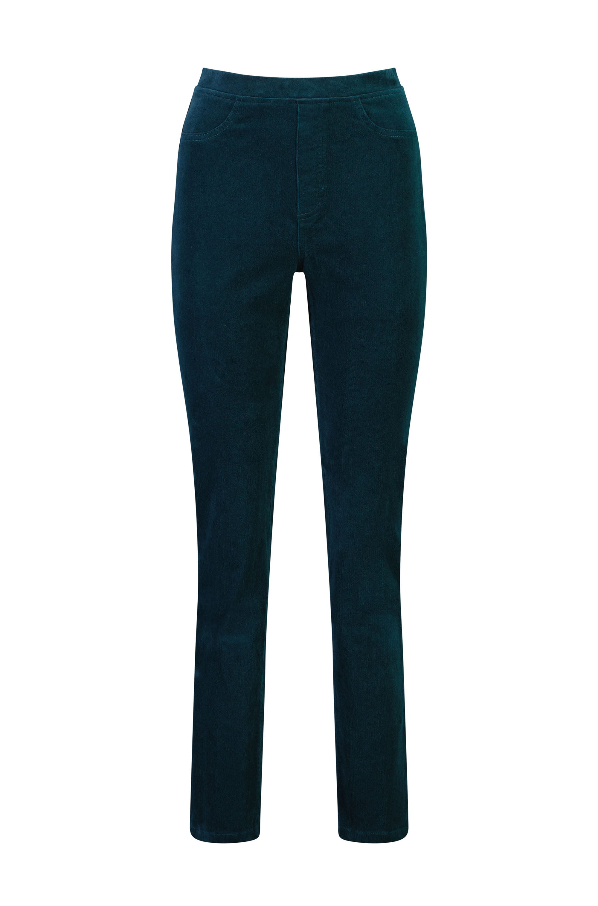 VASSALLI SLIM LEG FULL LENGTH PINWALE CORD PULL ON PEACOCK