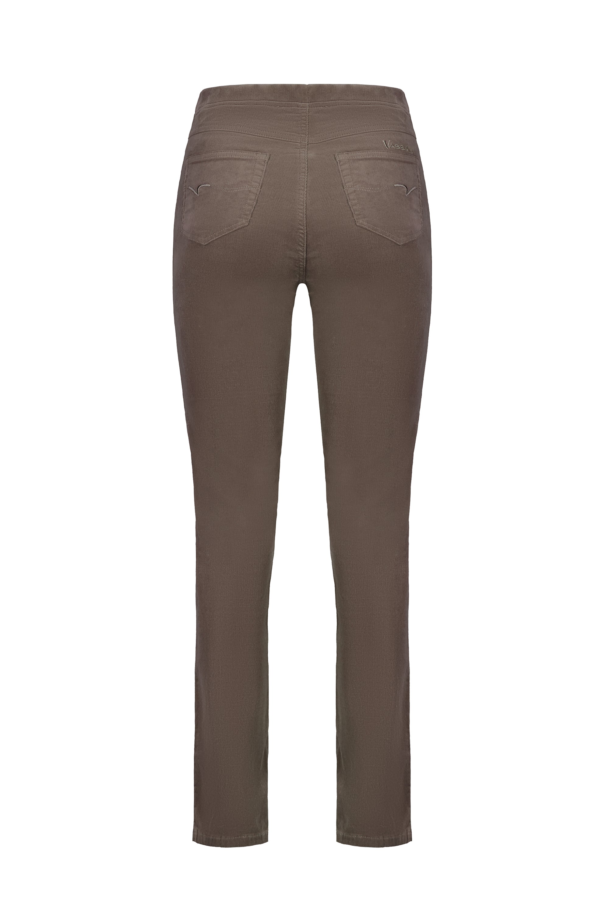 VASSALLI SLIM LEG FULL LENGTH PINWALE CORD PULL ON TAUPE