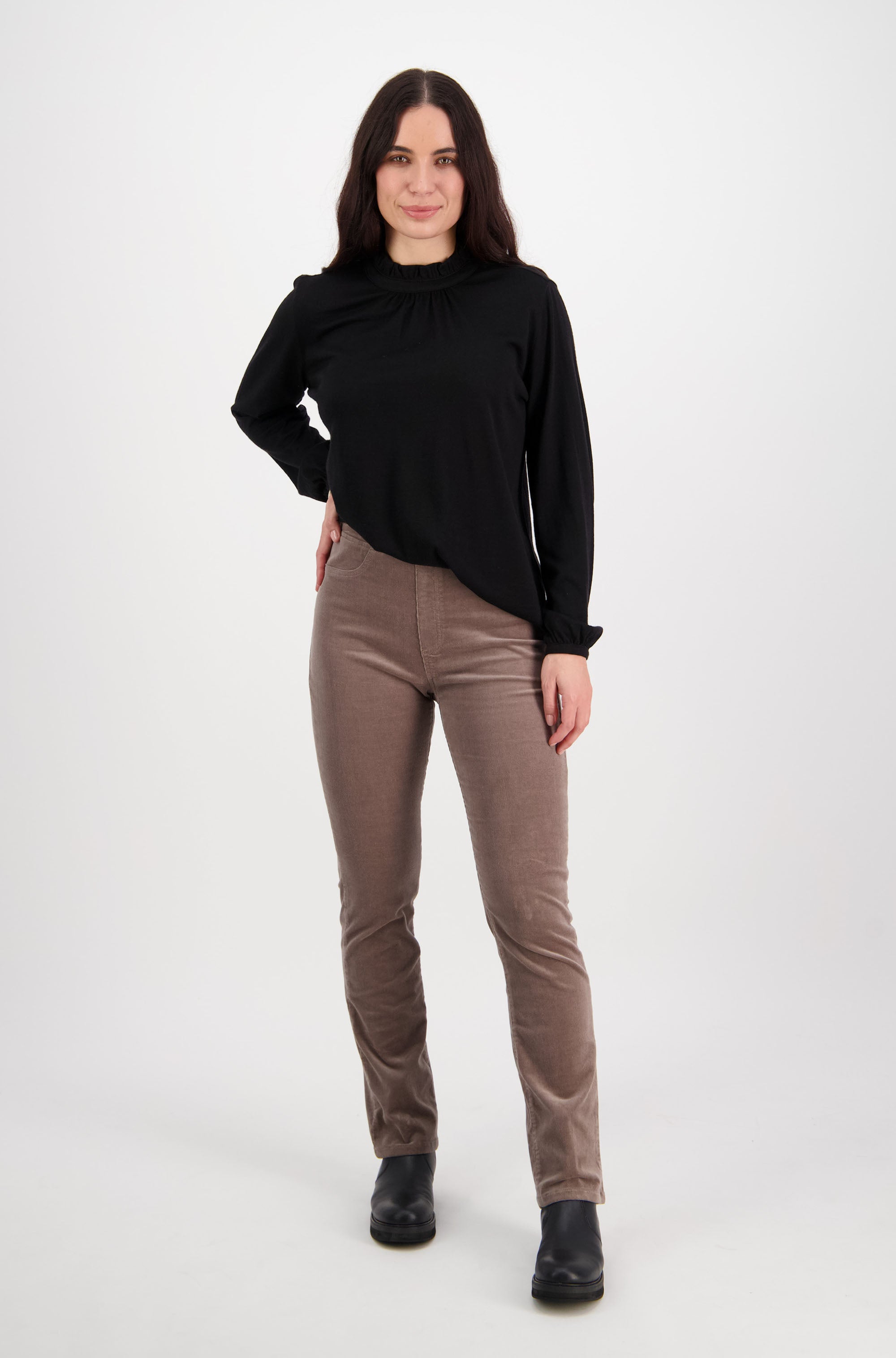 VASSALLI SLIM LEG FULL LENGTH PINWALE CORD PULL ON TAUPE