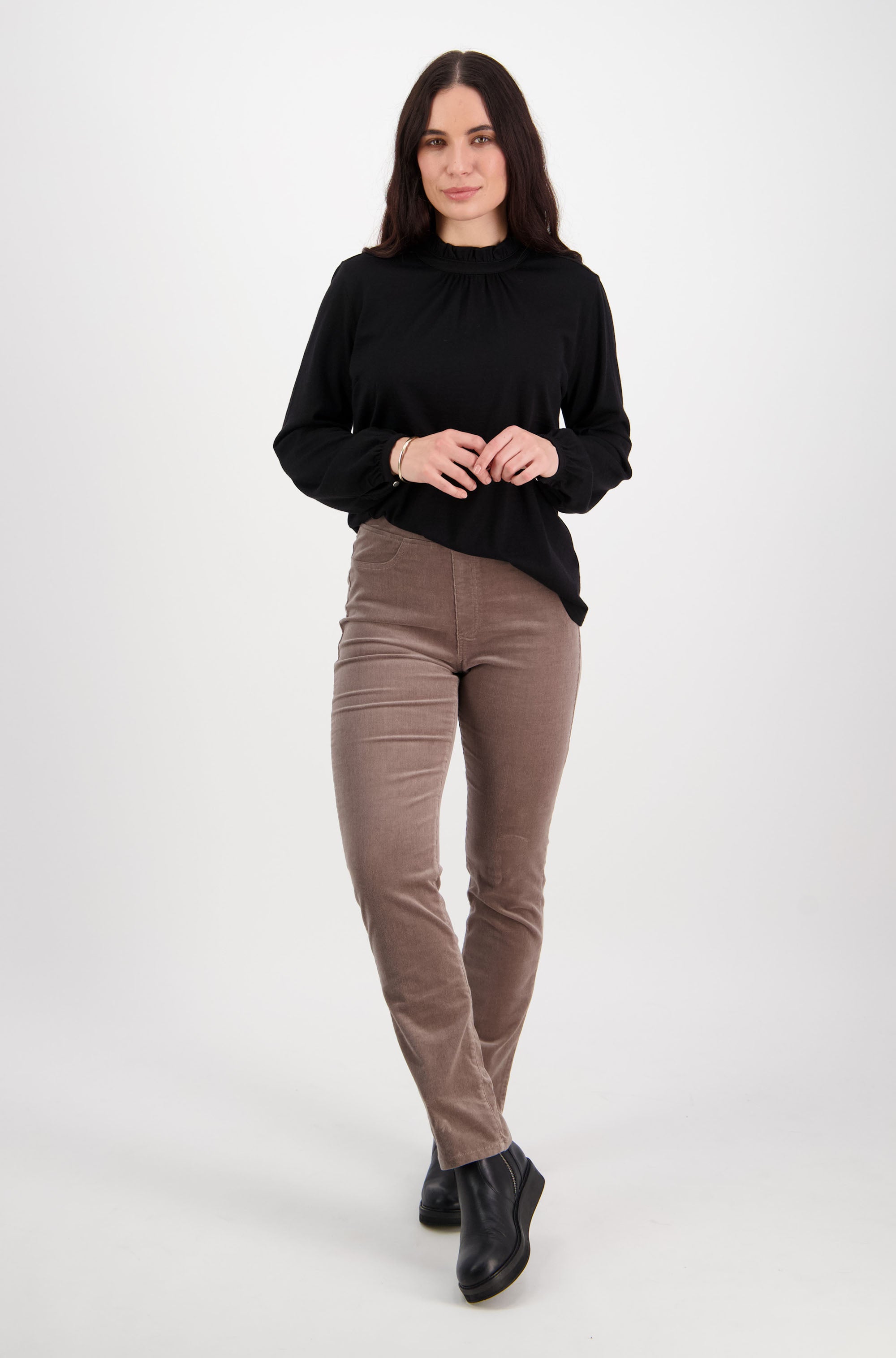 VASSALLI SLIM LEG FULL LENGTH PINWALE CORD PULL ON TAUPE
