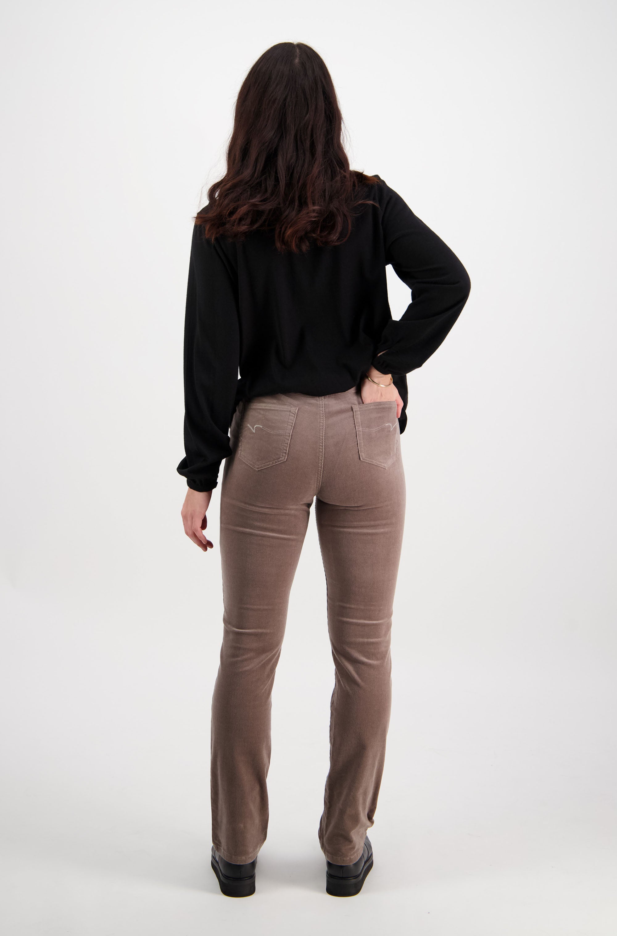 VASSALLI SLIM LEG FULL LENGTH PINWALE CORD PULL ON TAUPE