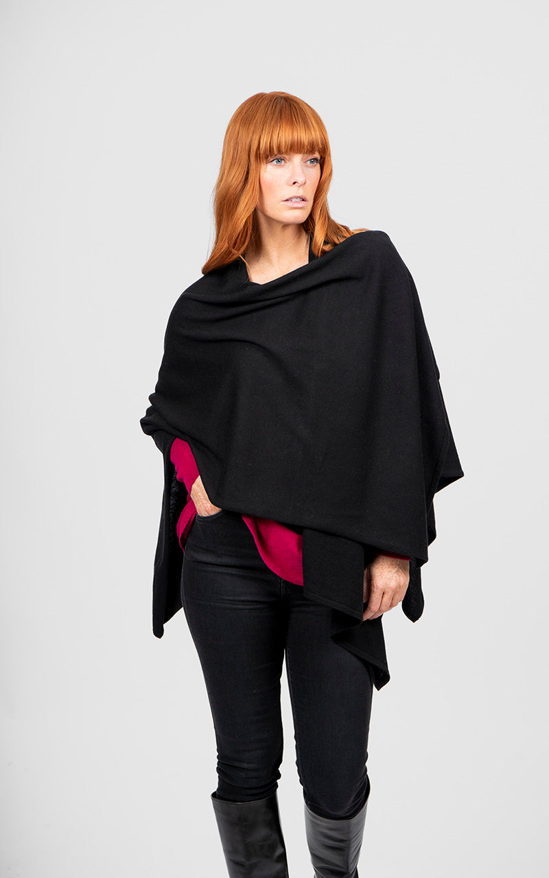 BRIDGE & LORD MERINO CASHMERE WRAP BLACK