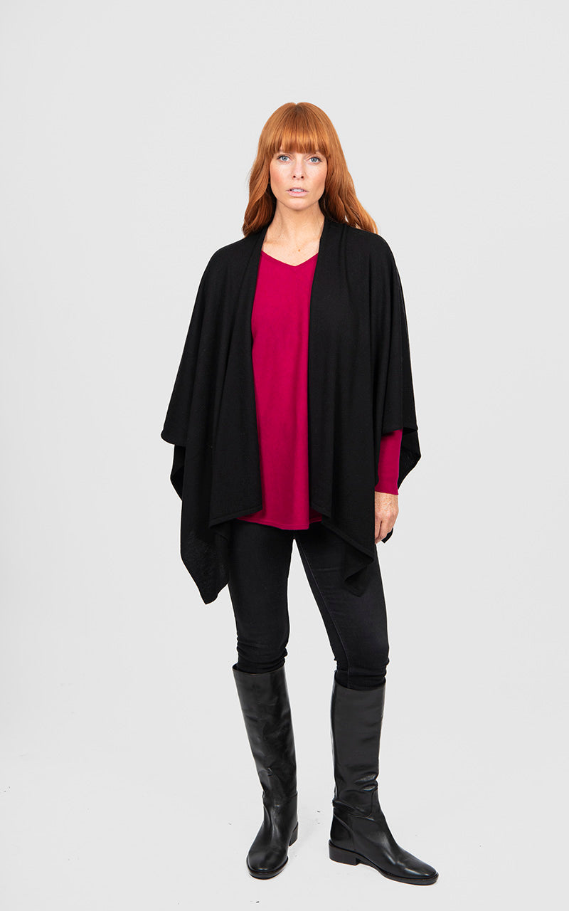 BRIDGE & LORD MERINO CASHMERE WRAP BLACK