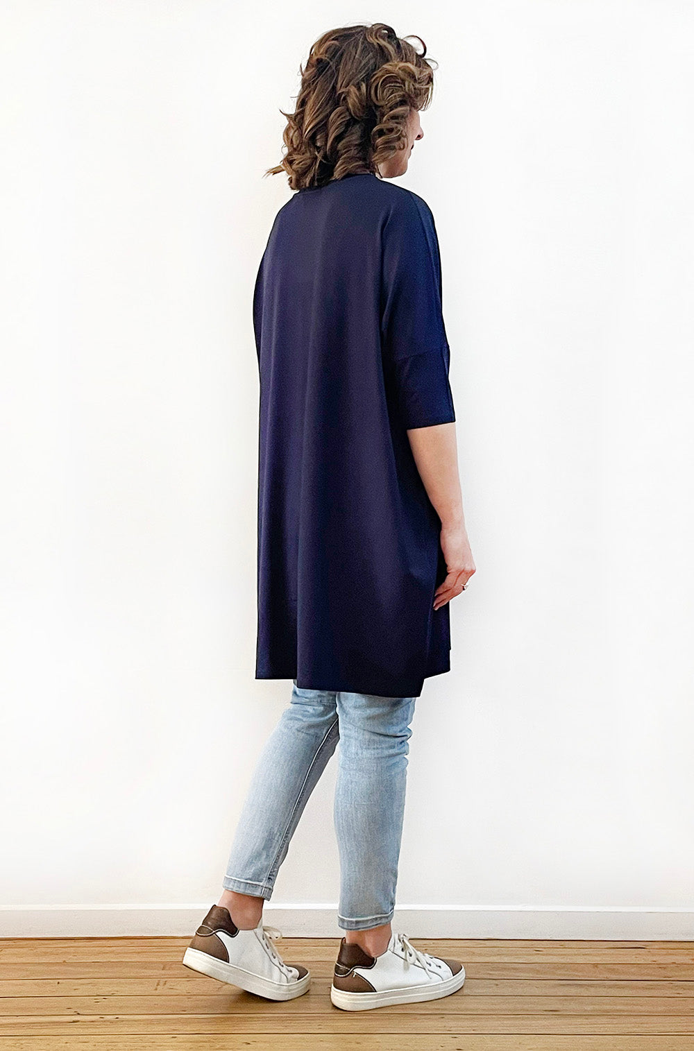 BAMBOO SHORT SLEEVE BOX TUNIC NAVY