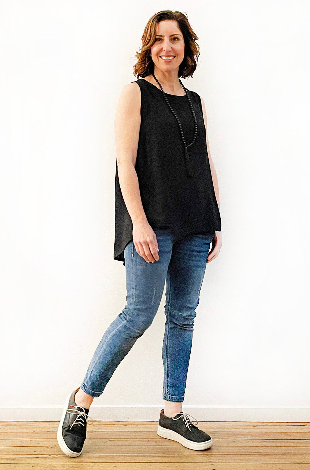 VISCOSE HI LO TANK BLACK
