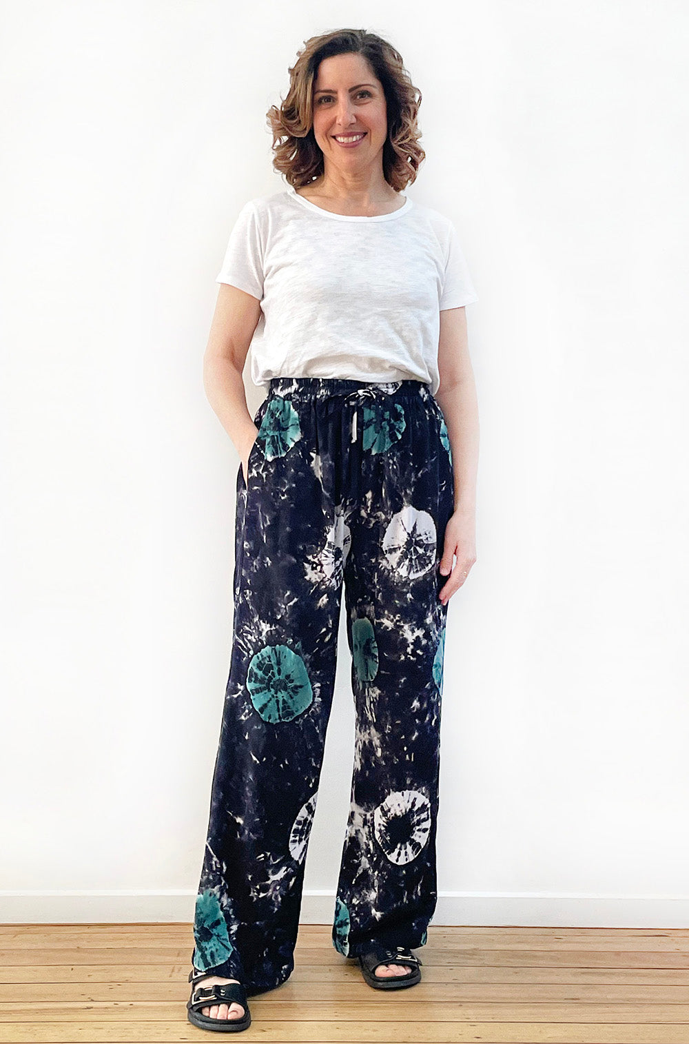 HAND DYED FULL LENGTH WIDE LEG PANT JADE