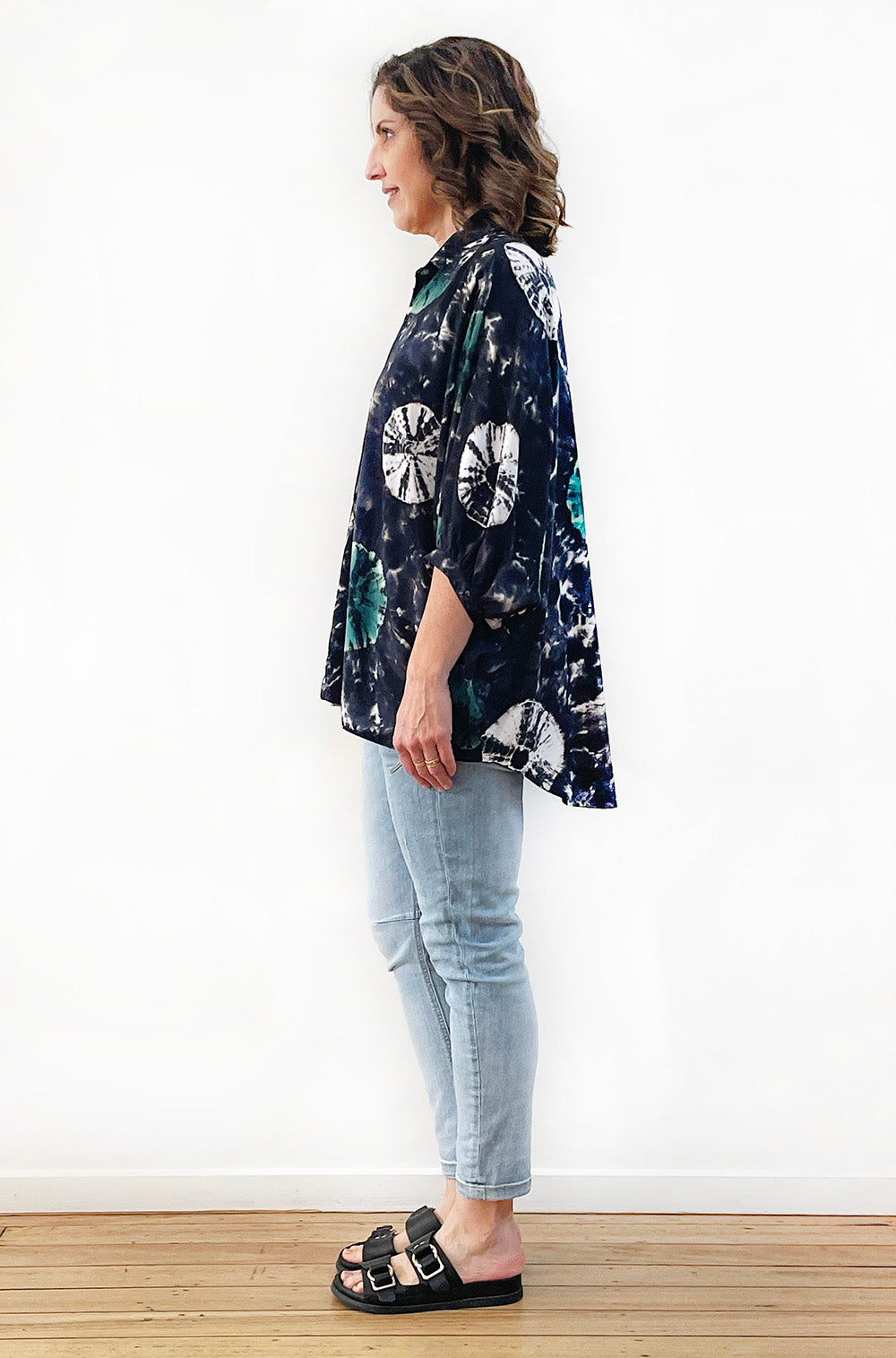 HAND DYED OVERSIZED BATWING SHIRT JADE
