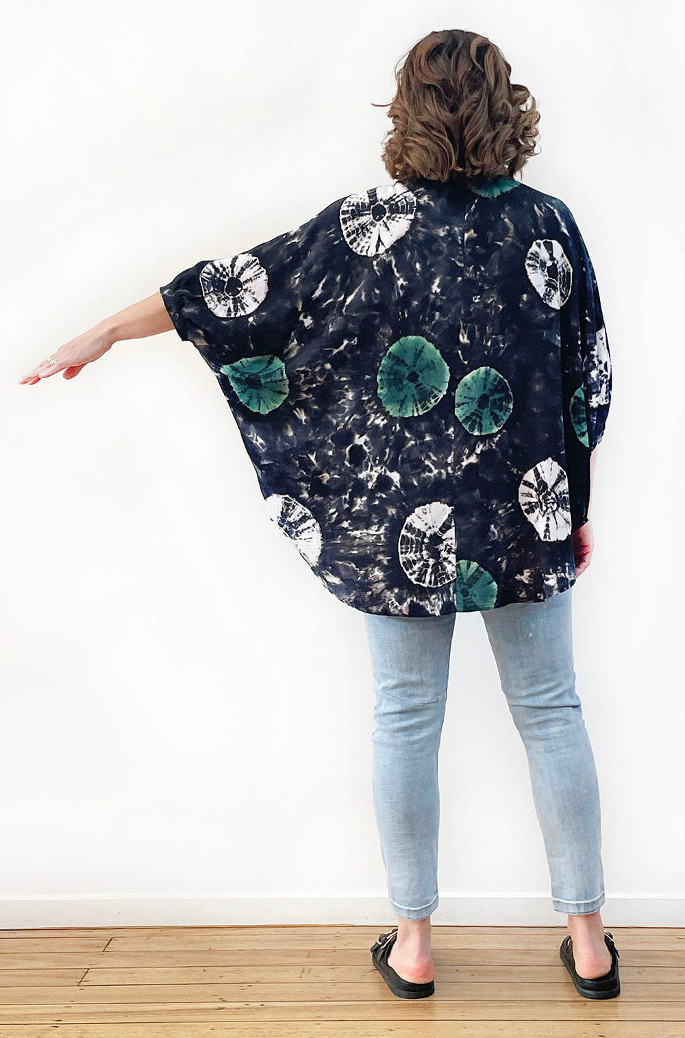HAND DYED OVERSIZED BATWING SHIRT JADE