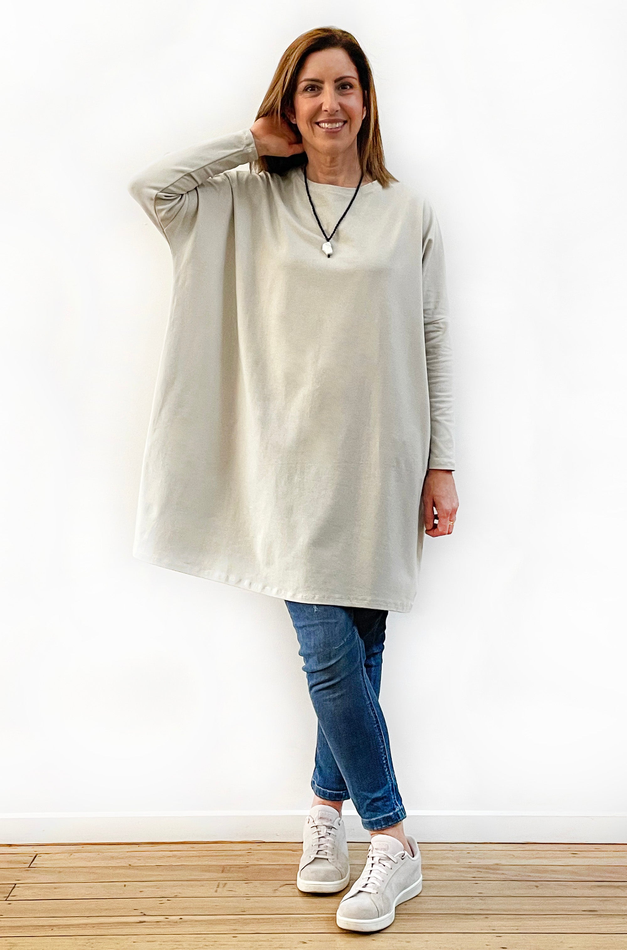 BAMBOO/ORGANIC COTTON BOX TUNIC CALICO