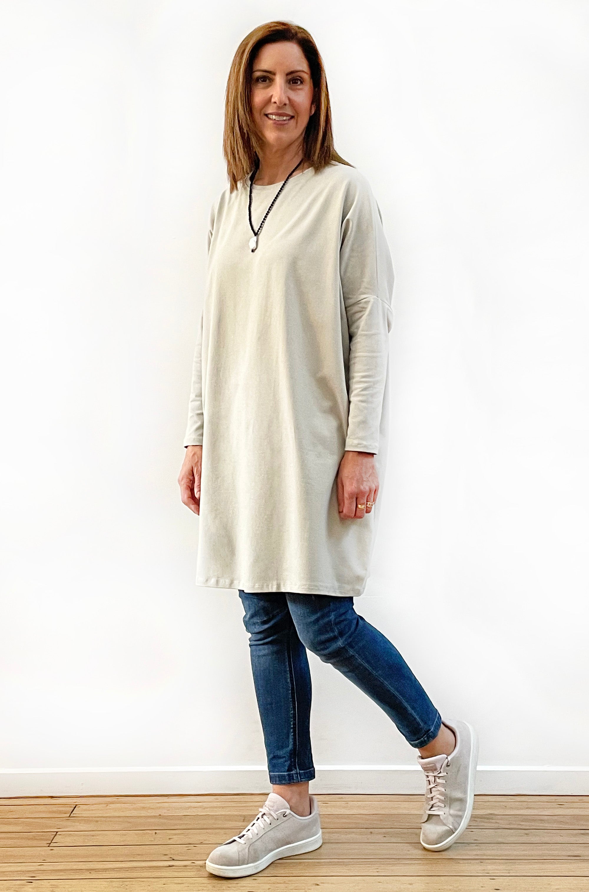 BAMBOO/ORGANIC COTTON BOX TUNIC CALICO