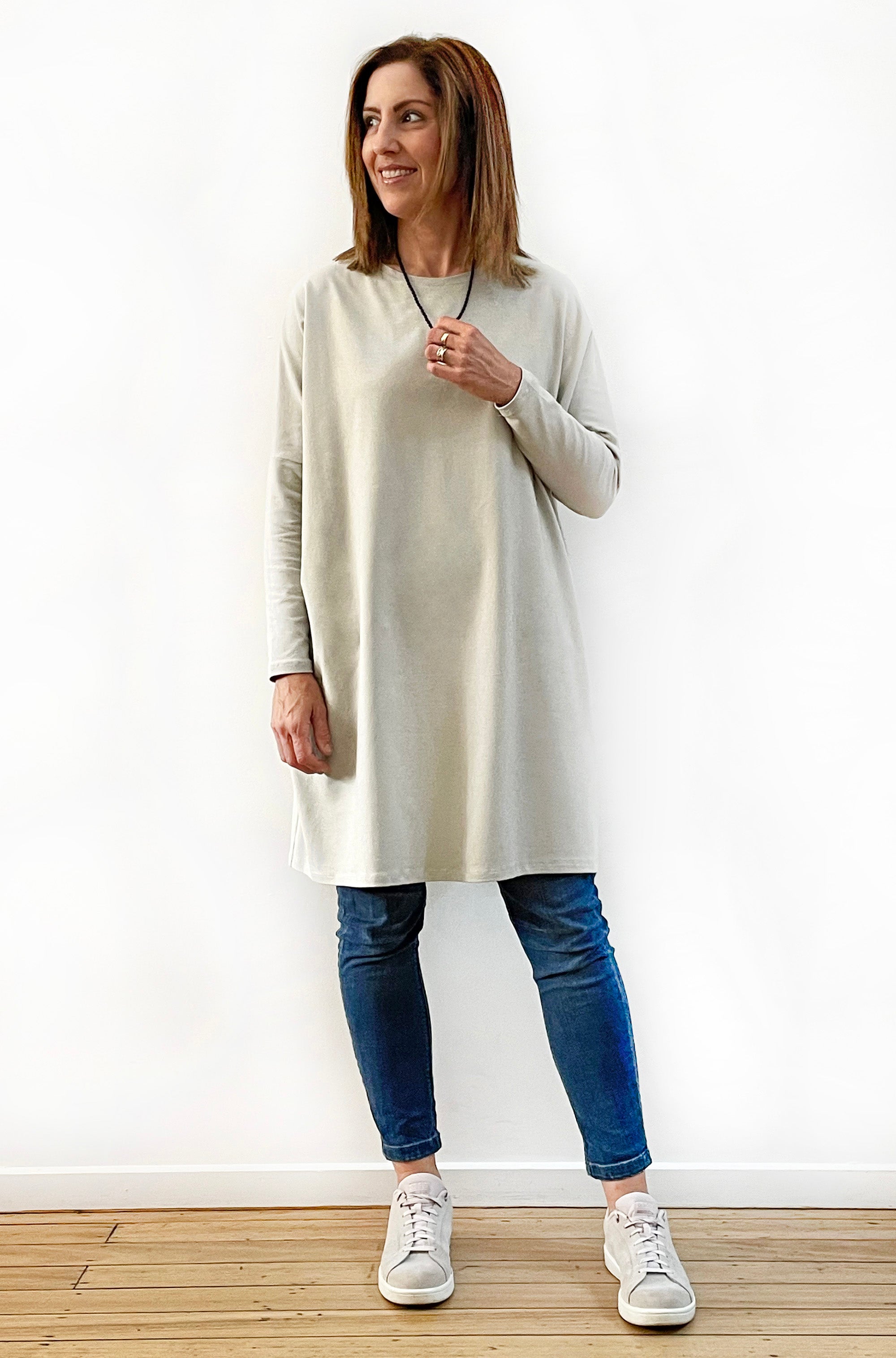 BAMBOO/ORGANIC COTTON BOX TUNIC CALICO