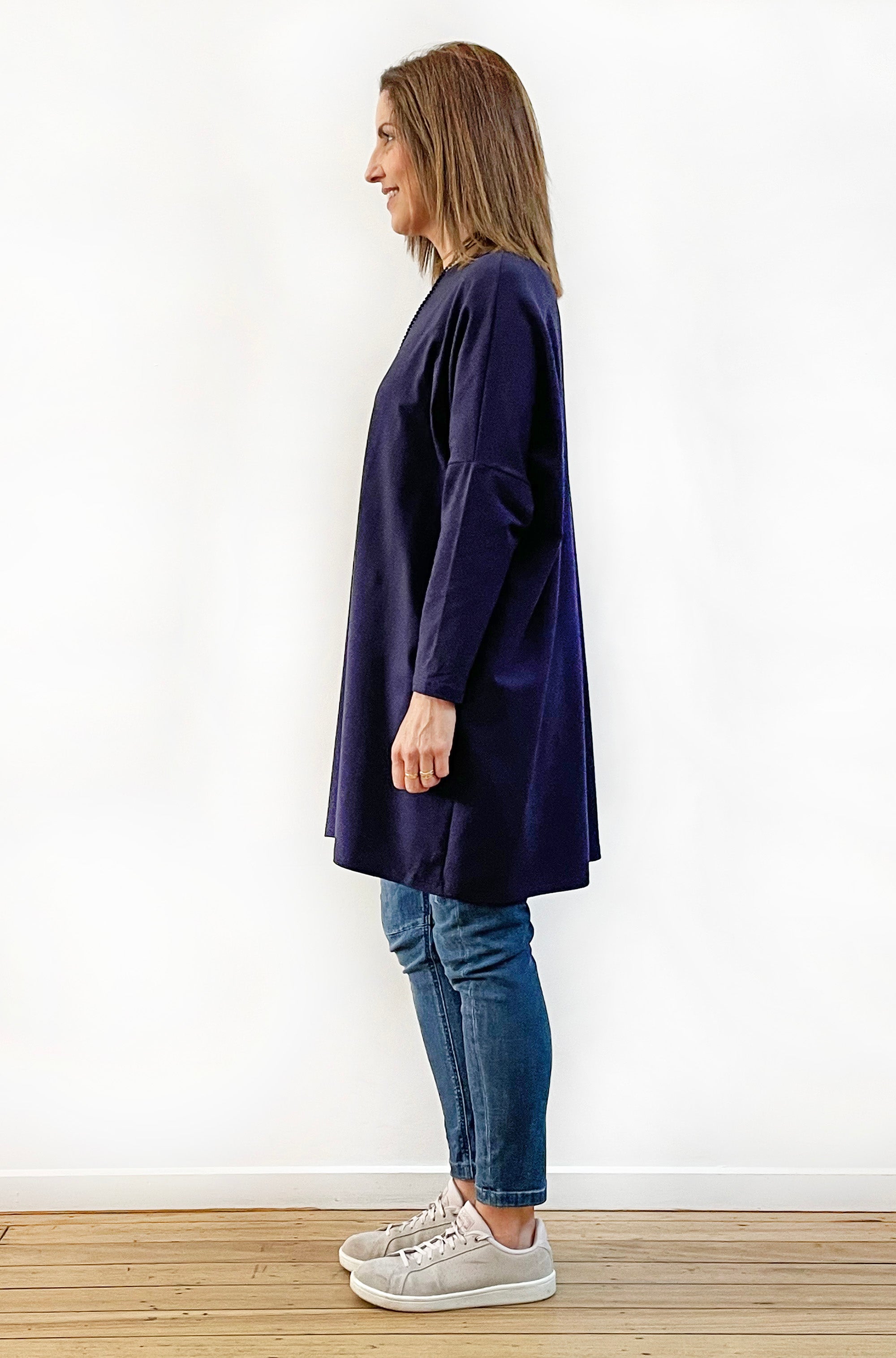 BAMBOO/ORGANIC COTTON BOX TUNIC NAVY