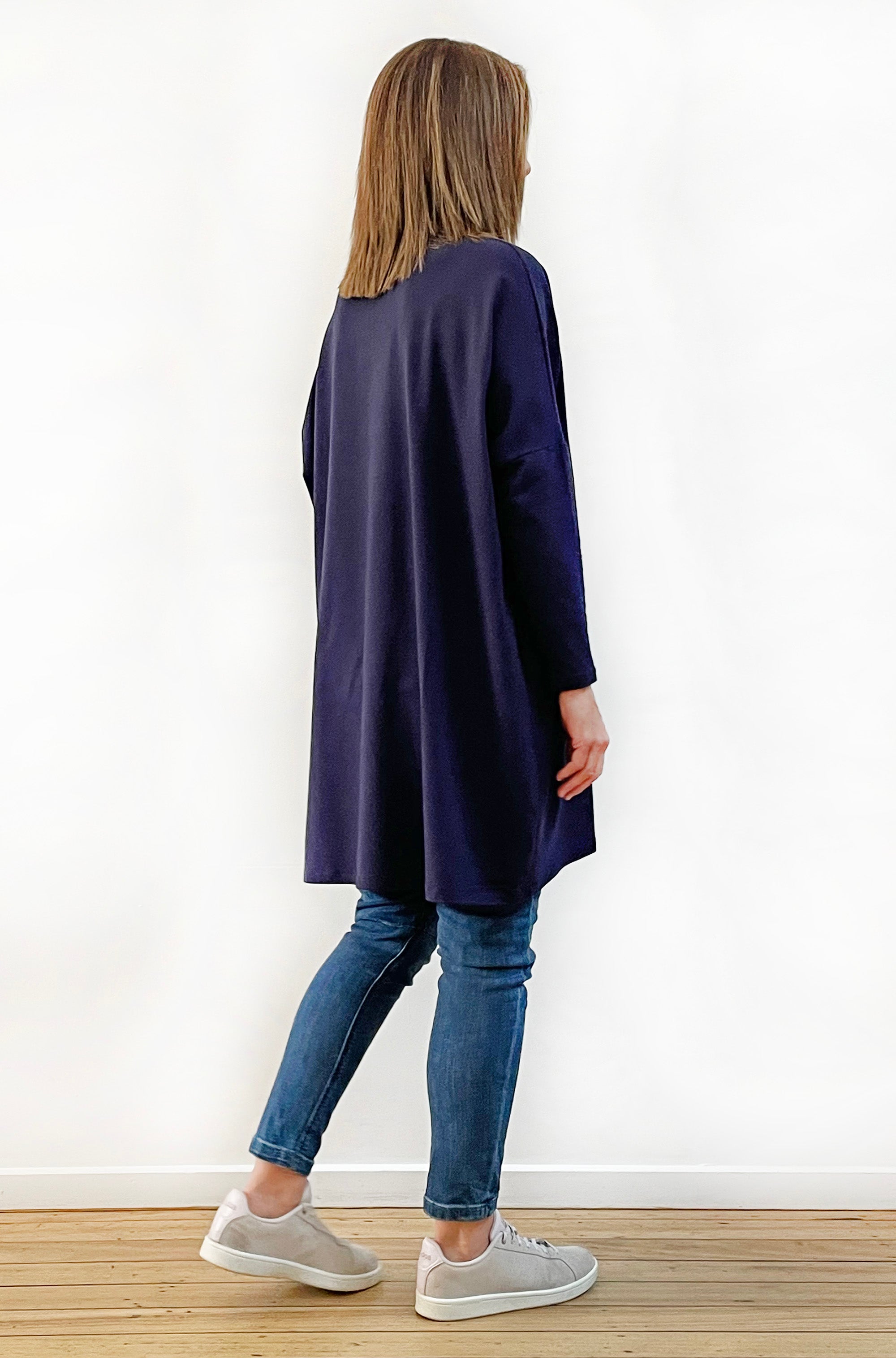BAMBOO/ORGANIC COTTON BOX TUNIC NAVY