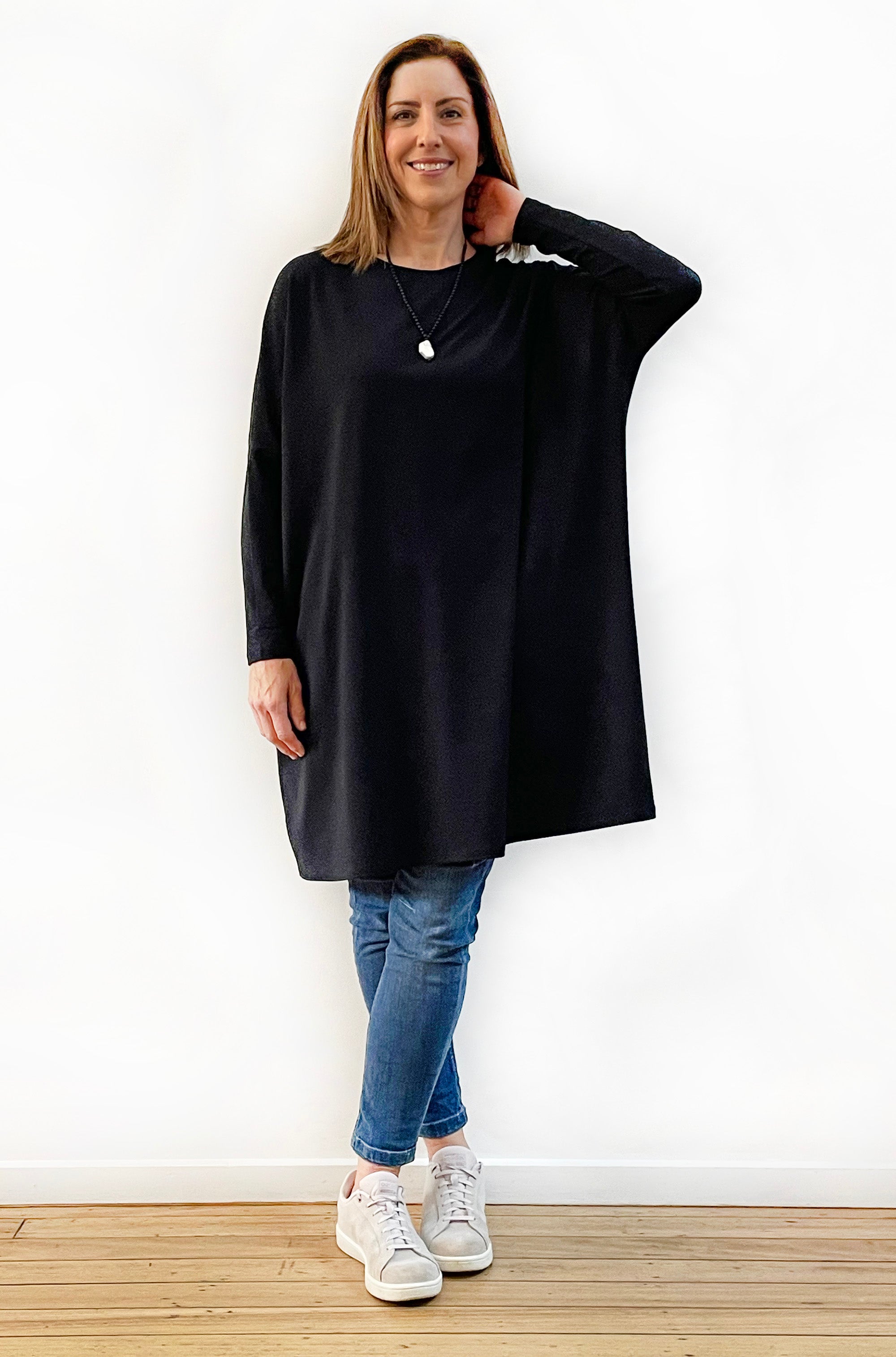 BAMBOO/ORGANIC COTTON BOX TUNIC BLACK