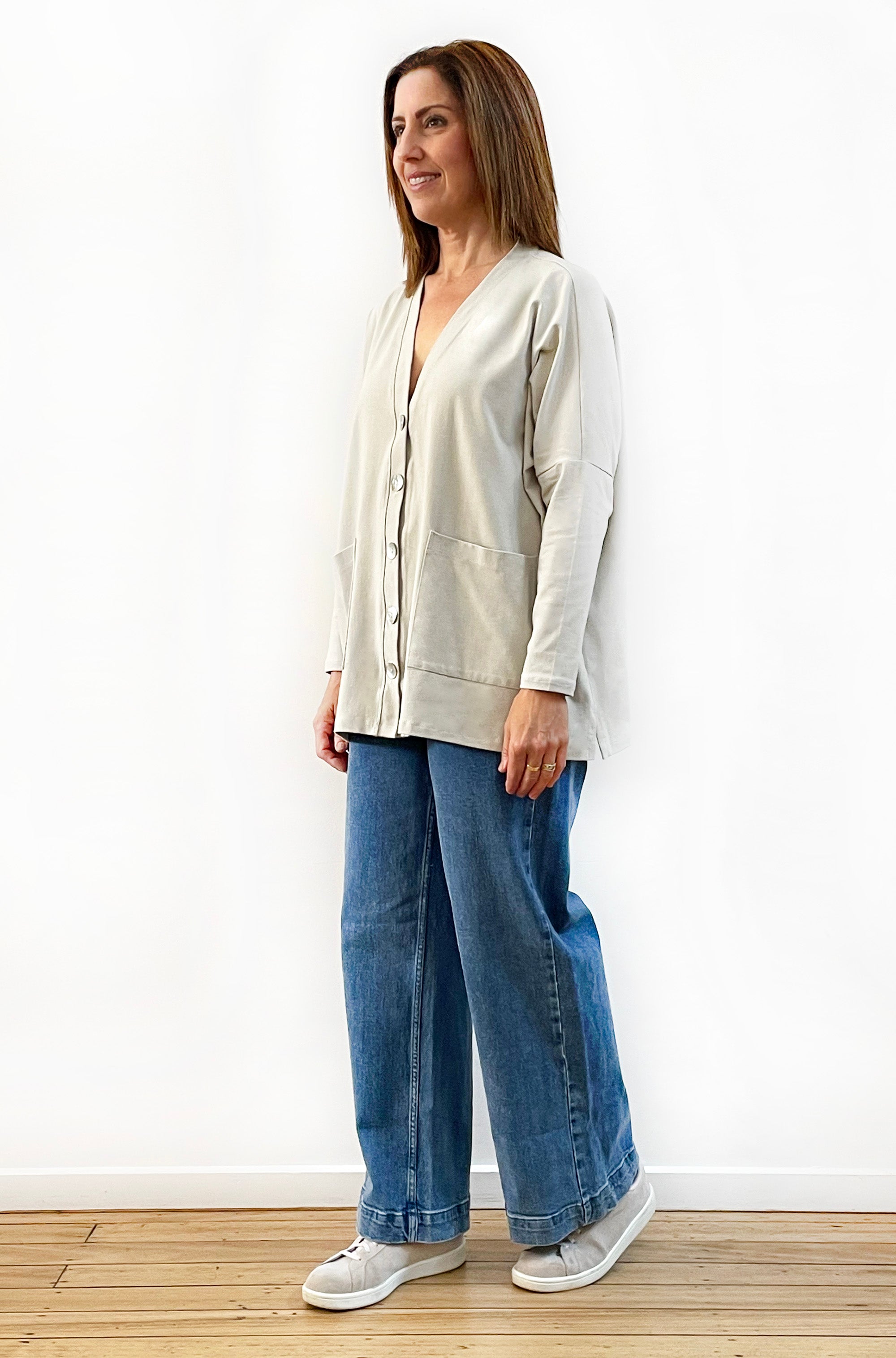 BAMBOO/ORGANIC COTTON BUTTON THRU CARDI CALICO