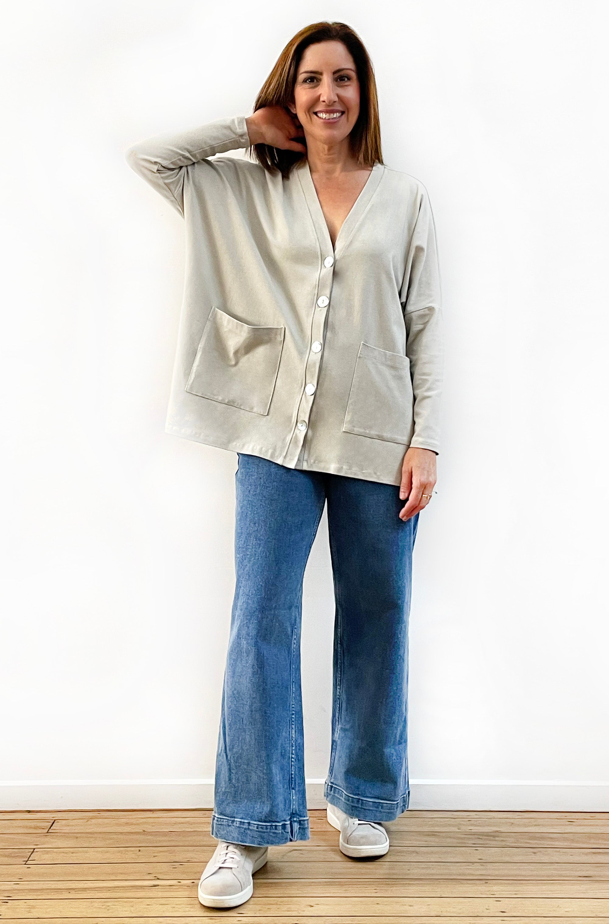 BAMBOO/ORGANIC COTTON BUTTON THRU CARDI CALICO