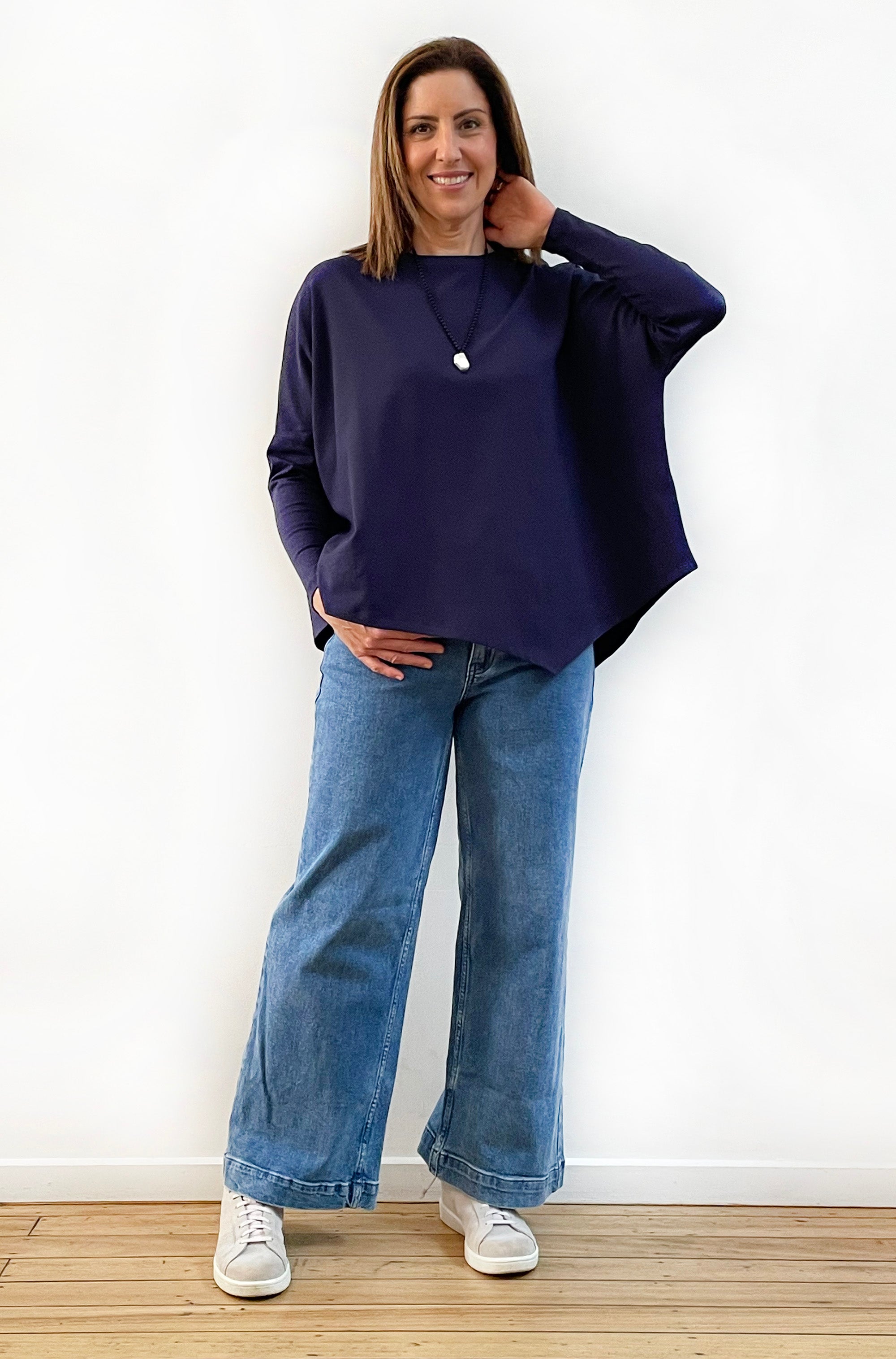 BAMBOO/ORGANIC COTTON BOX TOP NAVY
