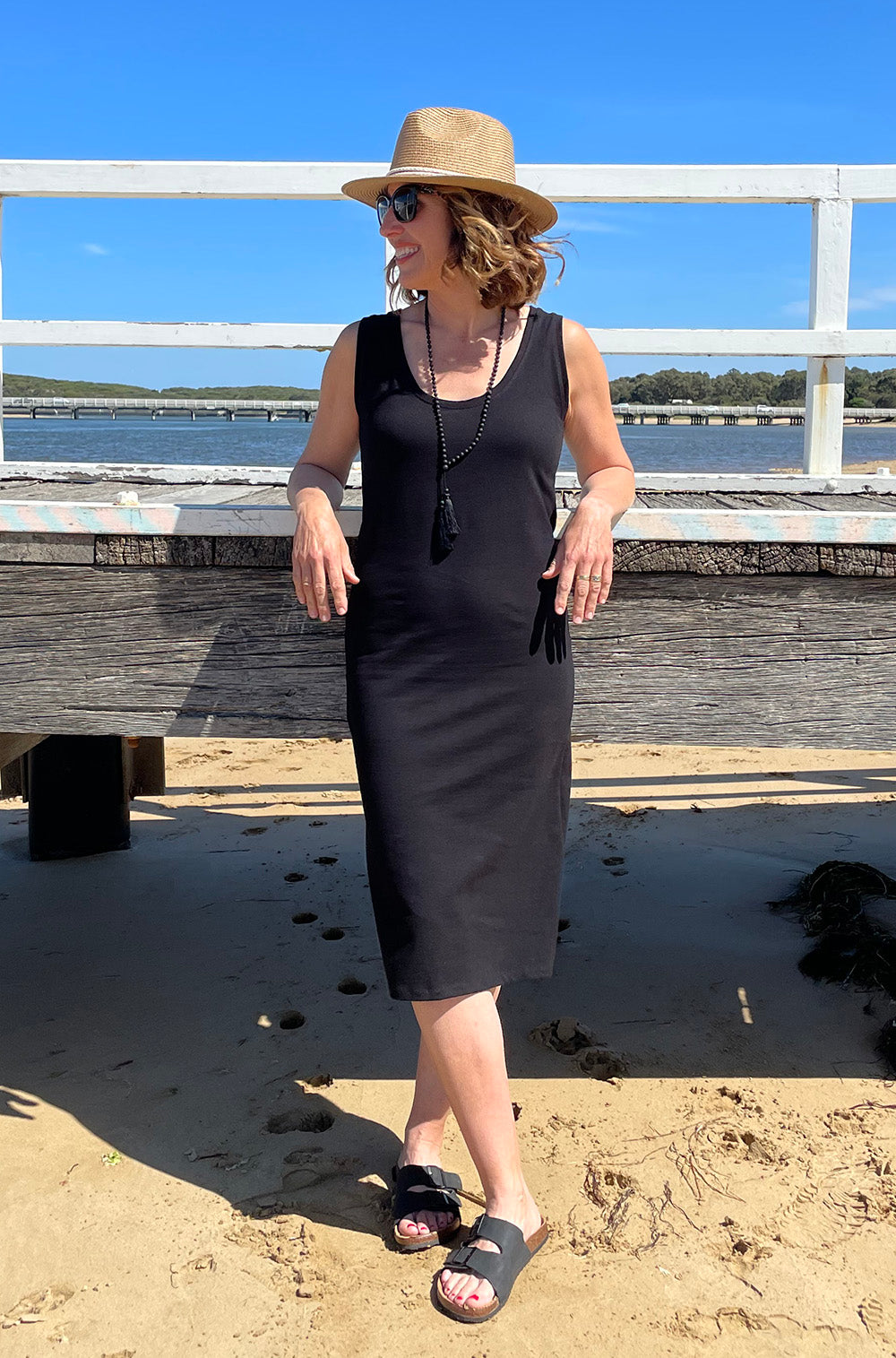 BAMBOO/ORGANIC COTTON TANK DRESS BLACK
