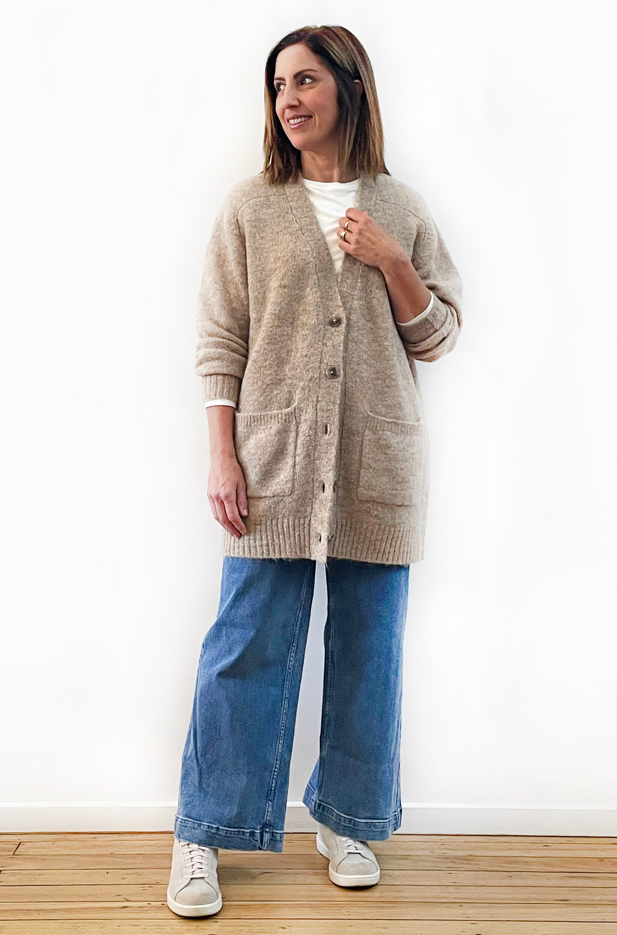 ALPACA/WOOL BLEND OVERSIZED CARDI STONE
