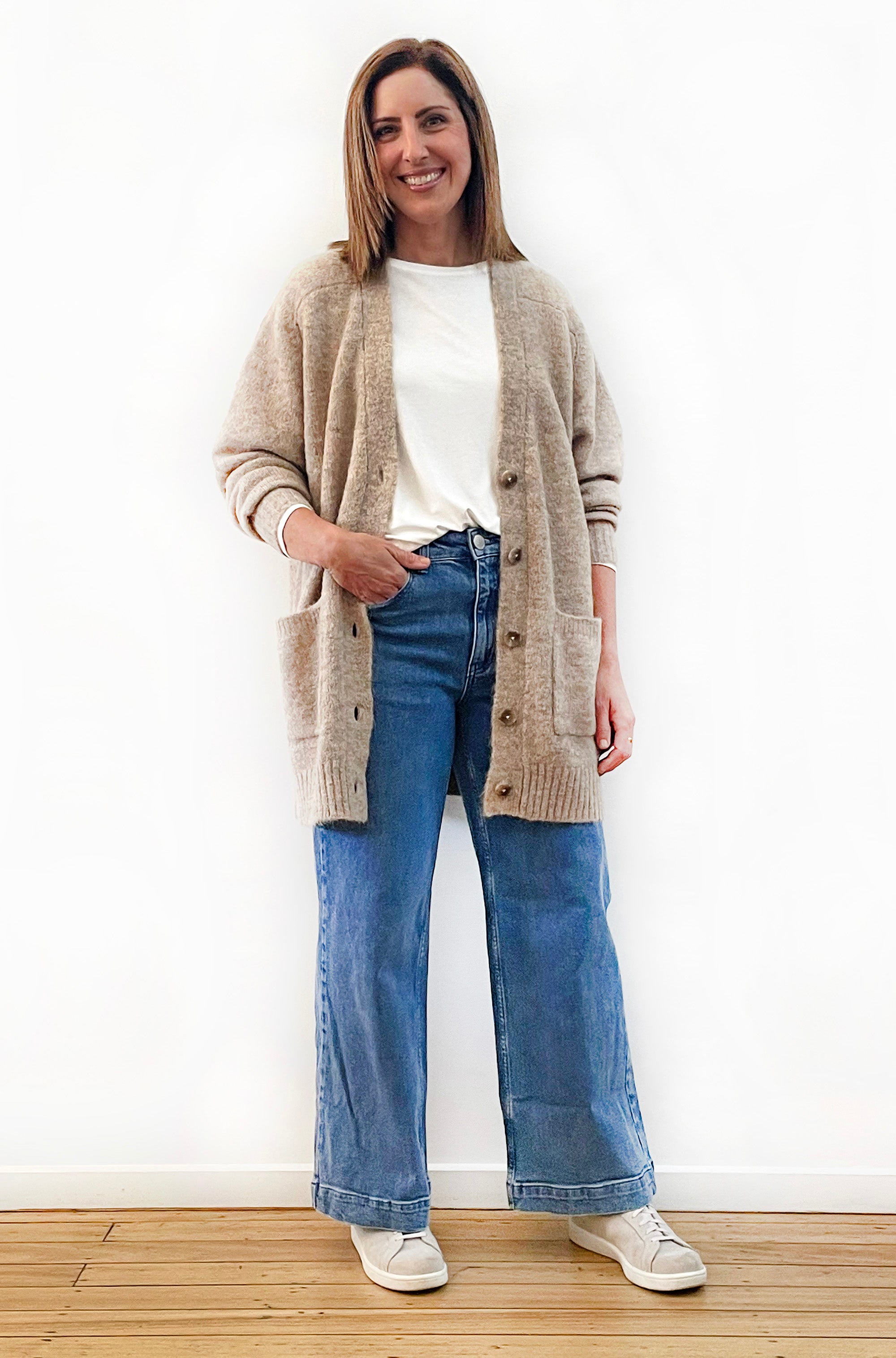 ALPACA/WOOL BLEND OVERSIZED CARDI STONE