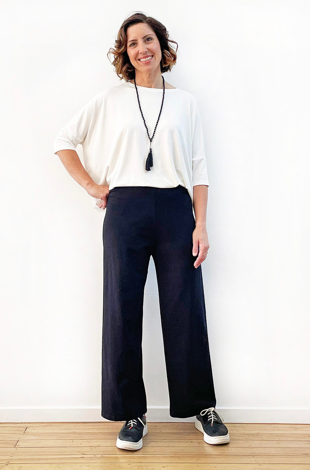 BAMBOO/ORGANIC COTTON WIDE LEG PANT BLACK
