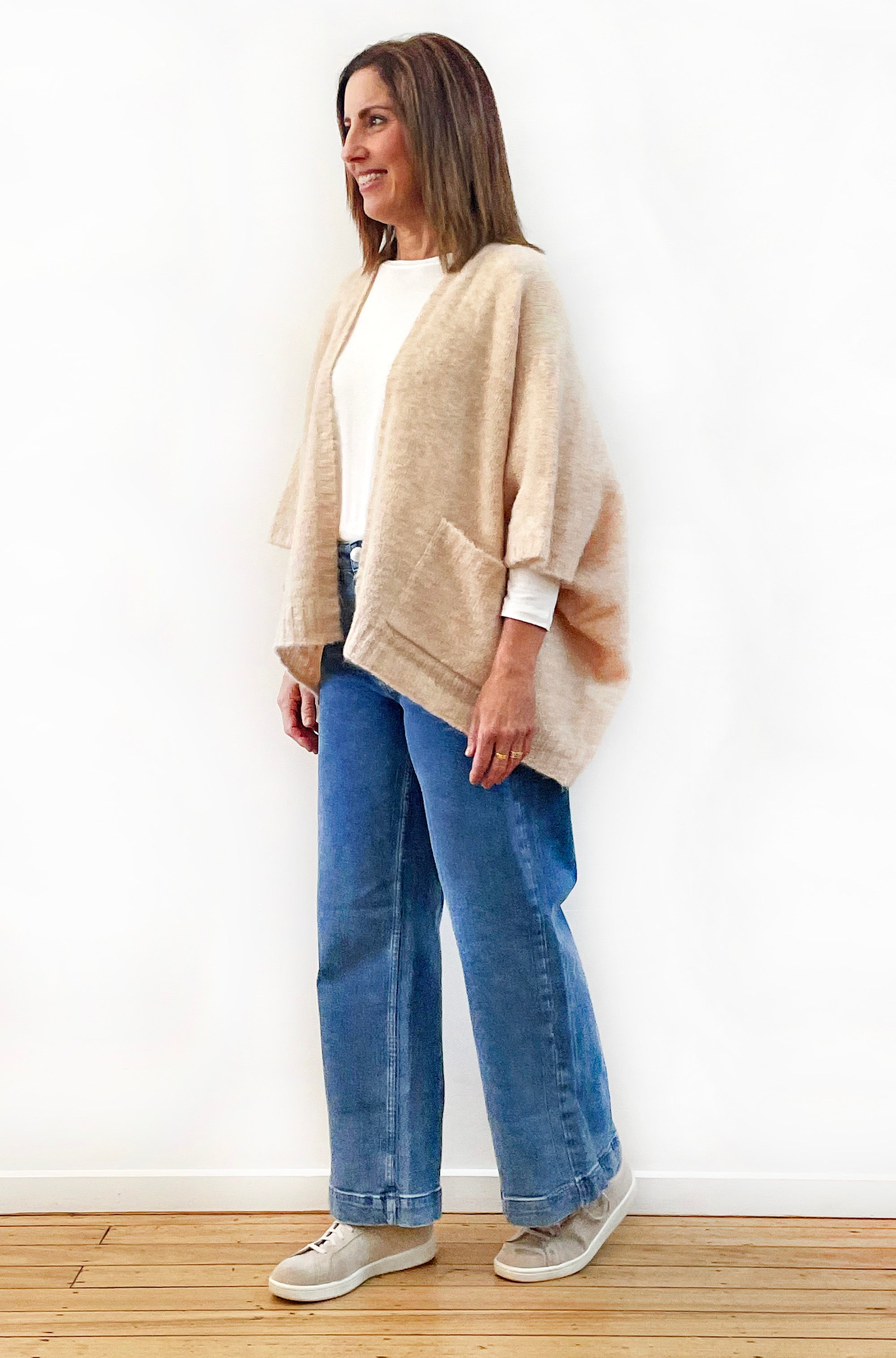 ALPACA WOOL BLEND SLEEVELESS OVERSIZED CARDI OATMEAL