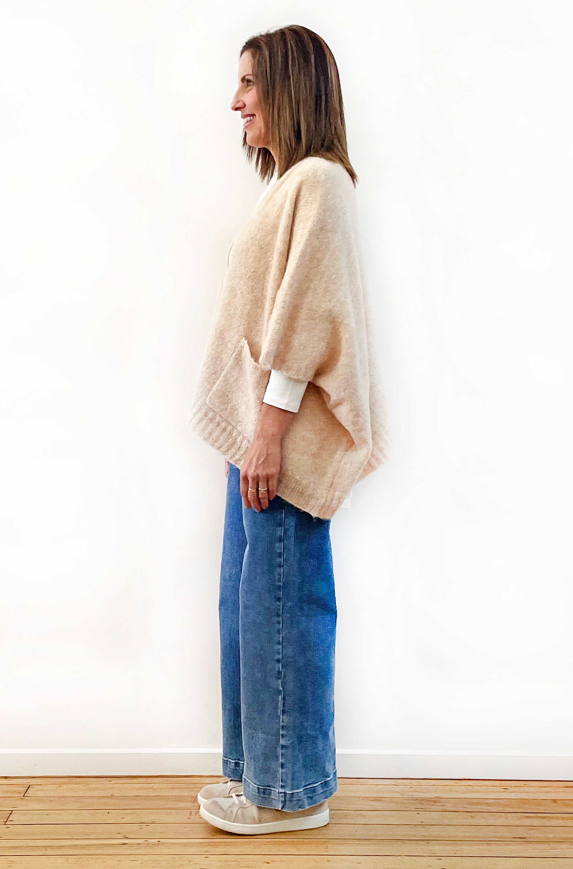 ALPACA WOOL BLEND SLEEVELESS OVERSIZED CARDI OATMEAL