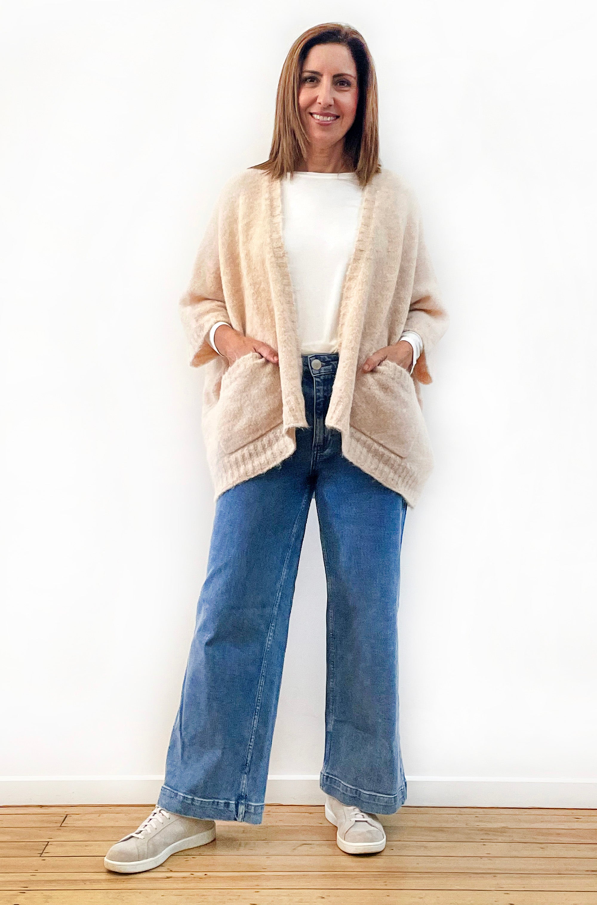 ALPACA WOOL BLEND SLEEVELESS OVERSIZED CARDI OATMEAL