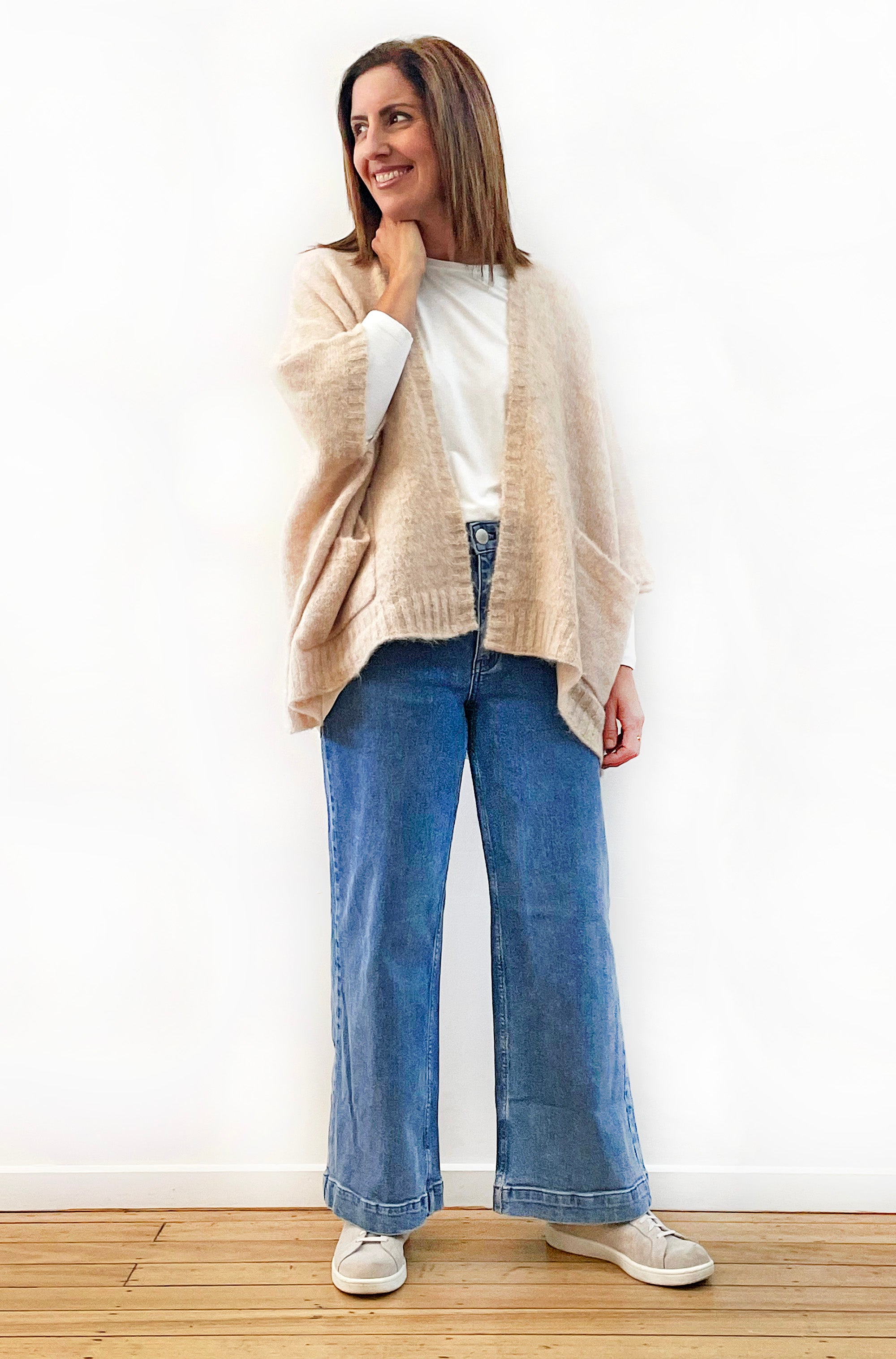 ALPACA WOOL BLEND SLEEVELESS OVERSIZED CARDI OATMEAL
