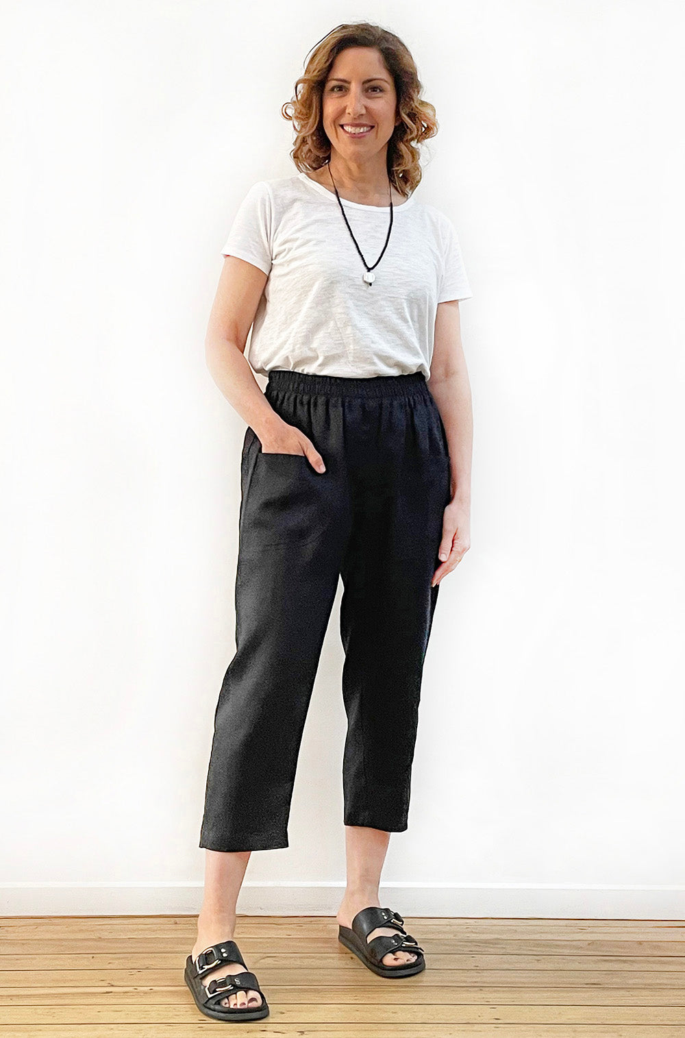 LINEN POCKET PANT BLACK