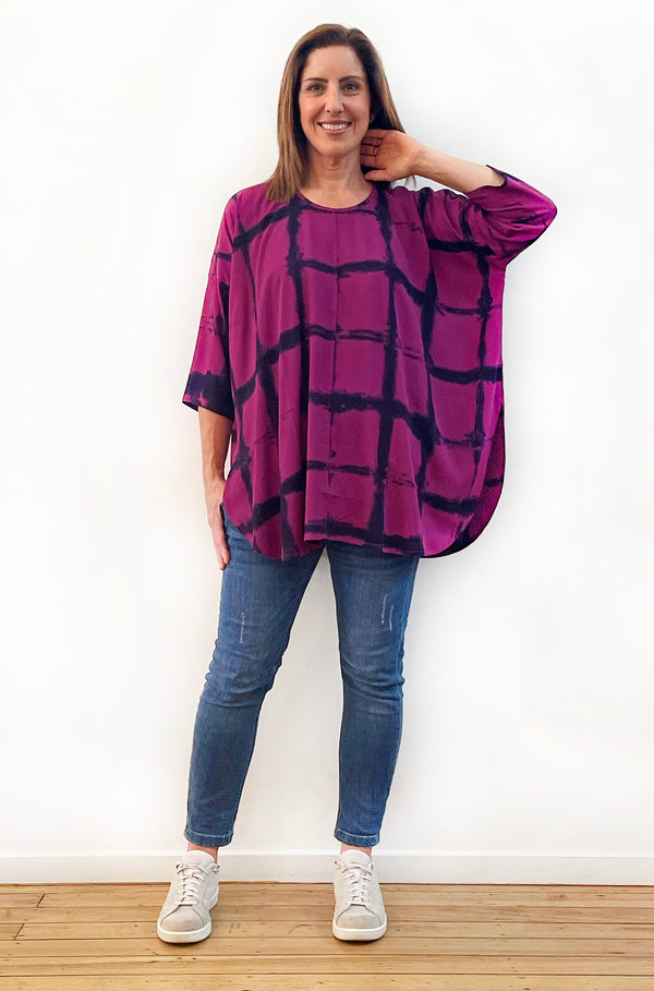 HAND DYED CIRCLE TOP MULBERRY SQUARE