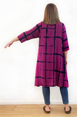 HAND DYED A-LINE SHIFT DRESS MULBERRY SQUARE