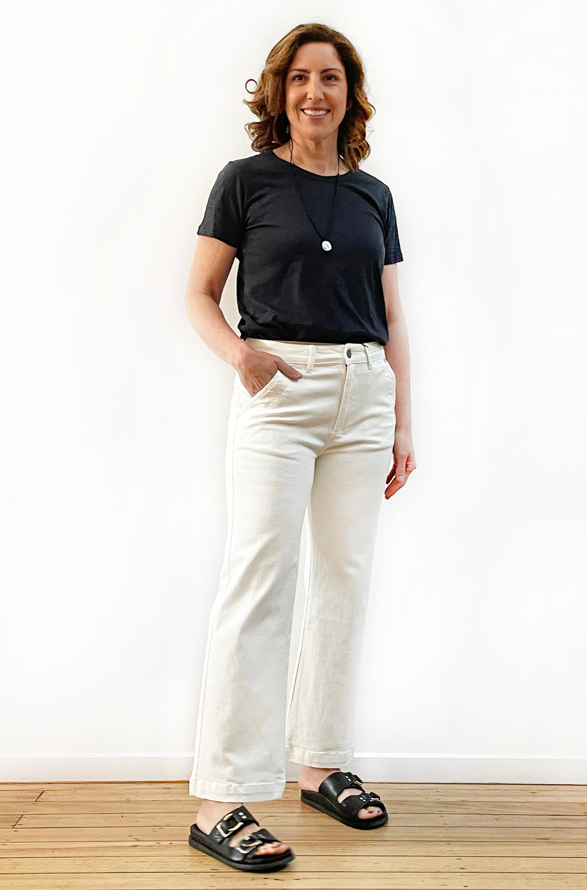 DRICOPER CODY KICK FLARE IVORY DENIM JEANS