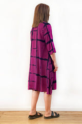 HAND DYED A-LINE SHIFT DRESS MULBERRY SQUARE