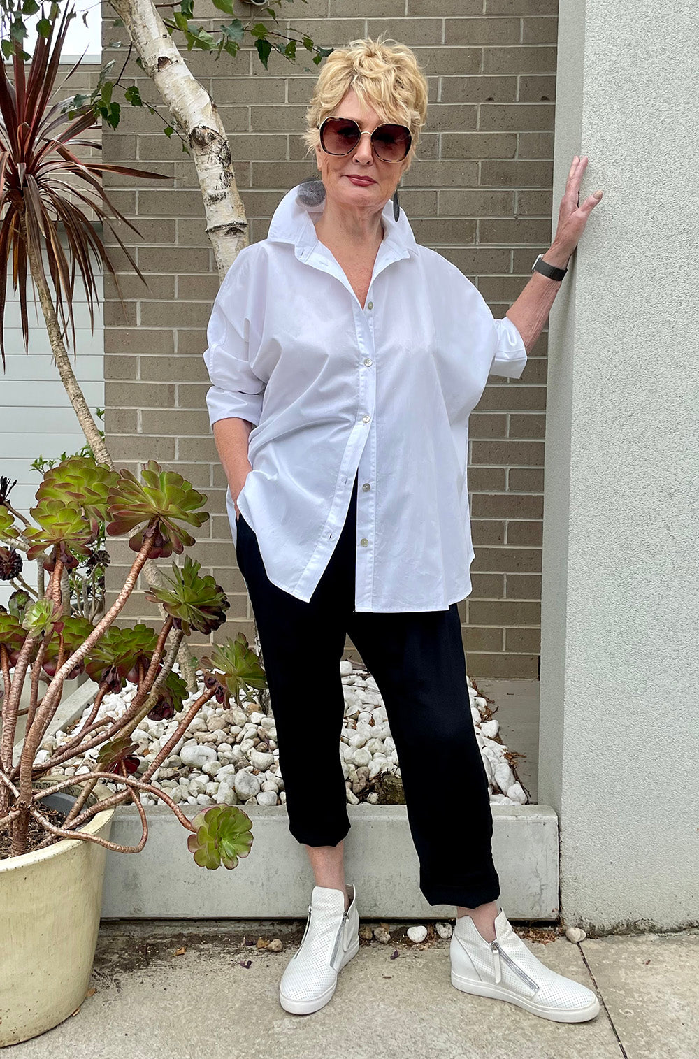 COTTON CLASSIC KIMONO SLEEVE SHIRT WHITE