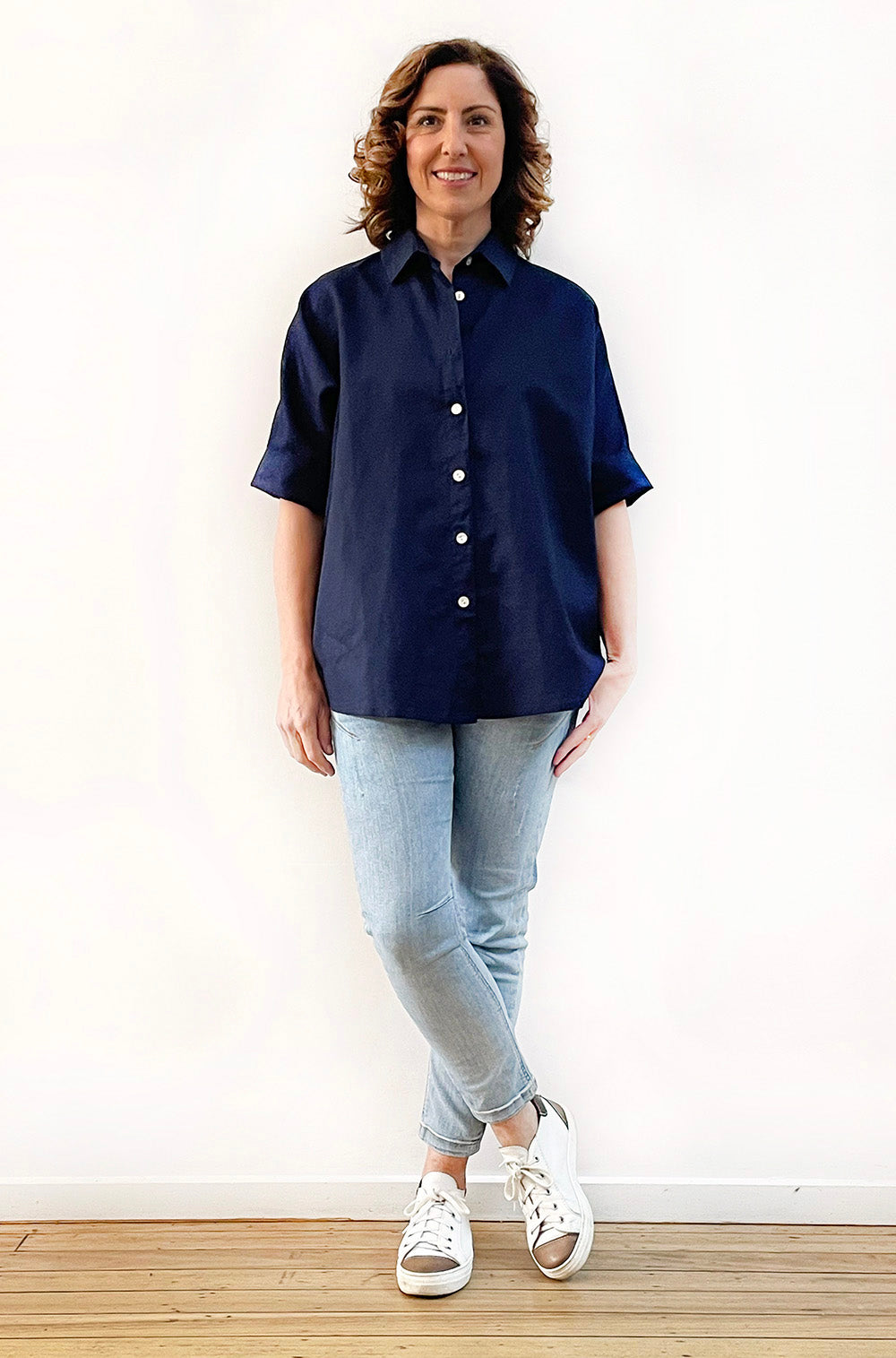 LINEN RELAXED SHIRT NAVY