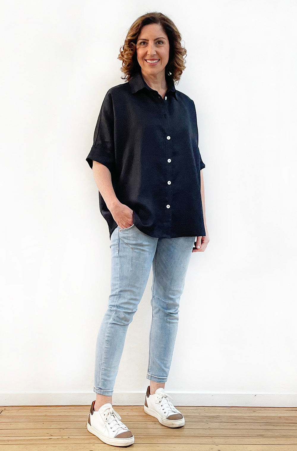 LINEN RELAXED SHIRT BLACK
