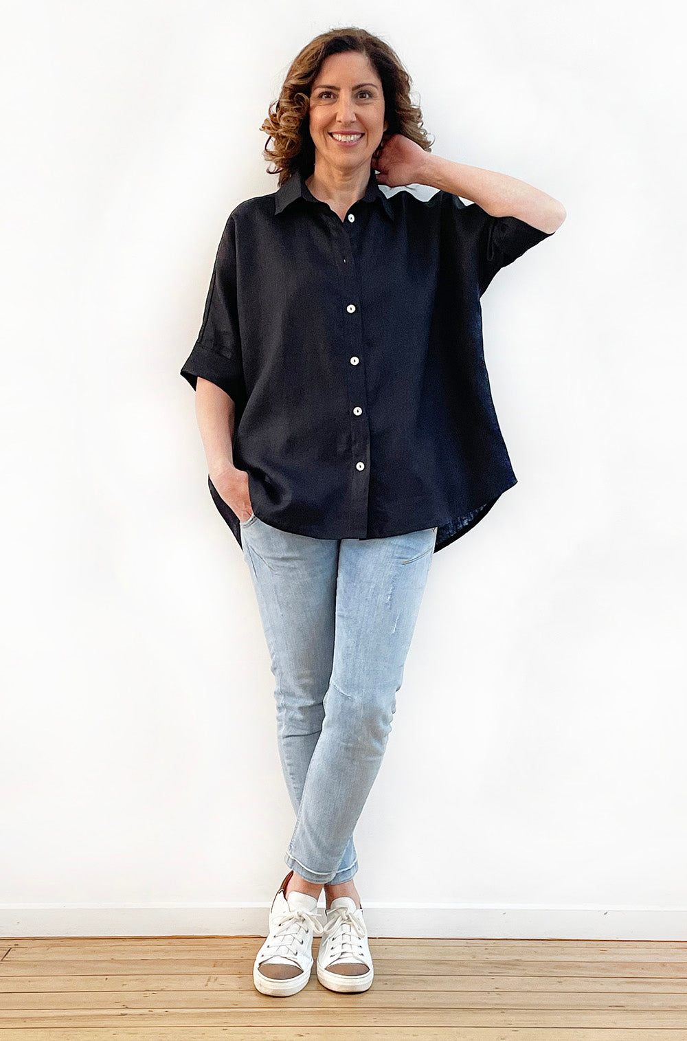 LINEN RELAXED SHIRT BLACK