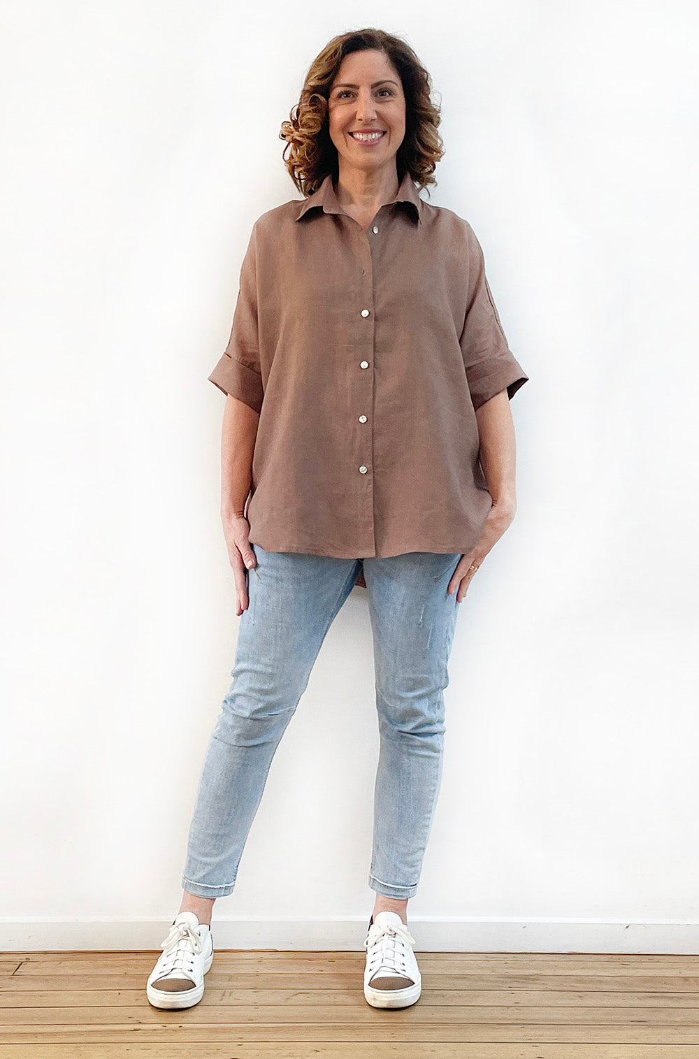 LINEN RELAXED SHIRT MOCHA