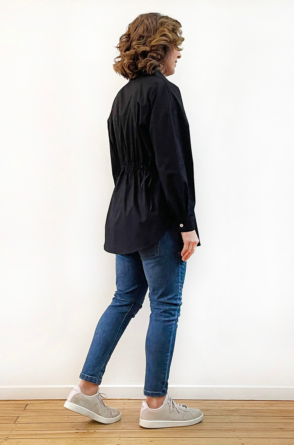 COTTON TIE WAIST SHIRT BLACK