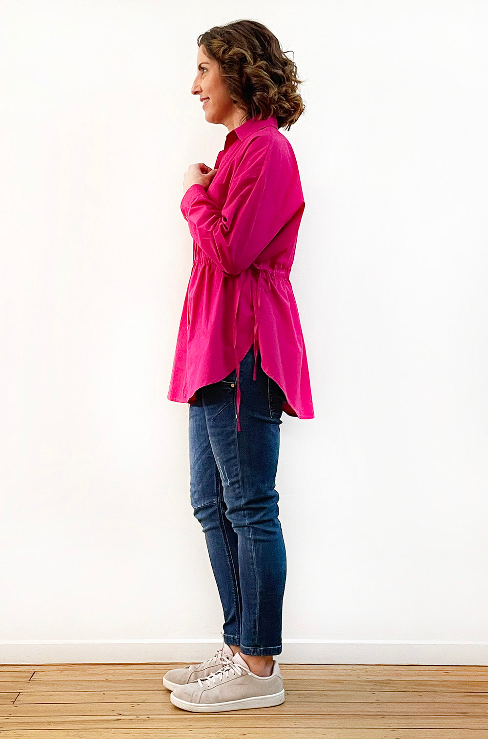 COTTON TIE WAIST SHIRT MAGENTA