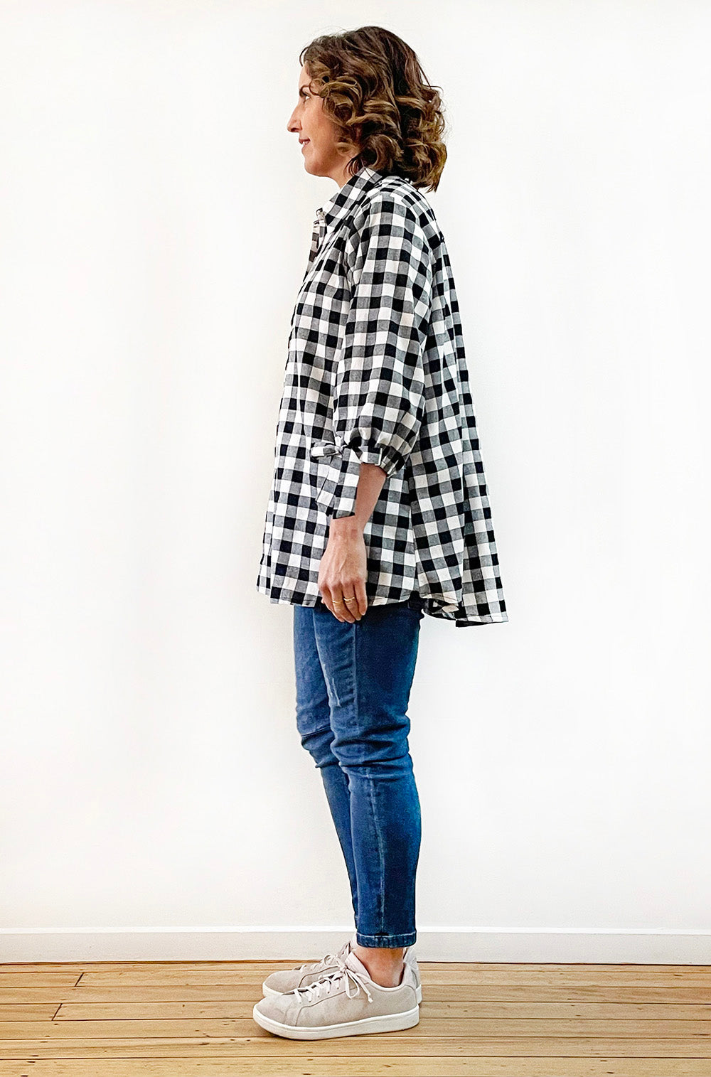 COTTON TIE SLEEVE SHIRT GINGHAM