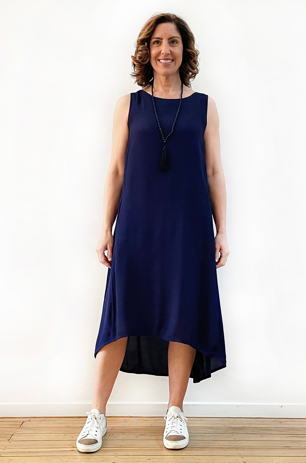 VISCOSE HI LO TANK DRESS DARK NAVY