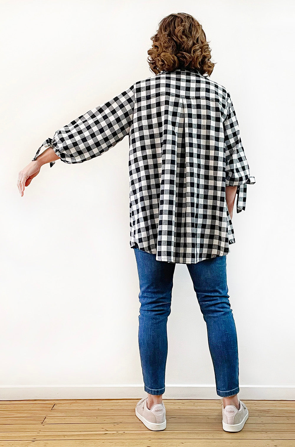 COTTON TIE SLEEVE SHIRT GINGHAM