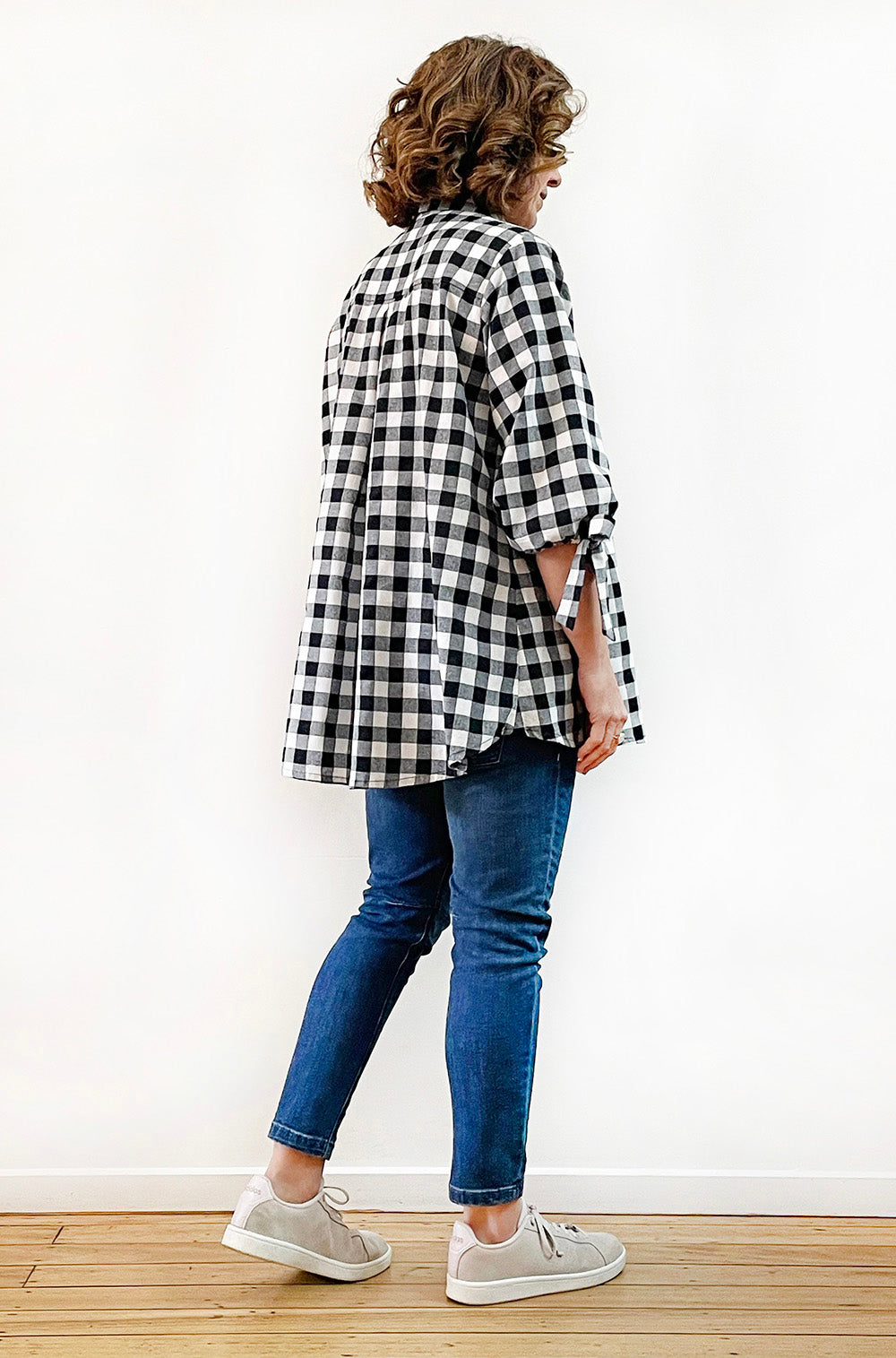 COTTON TIE SLEEVE SHIRT GINGHAM