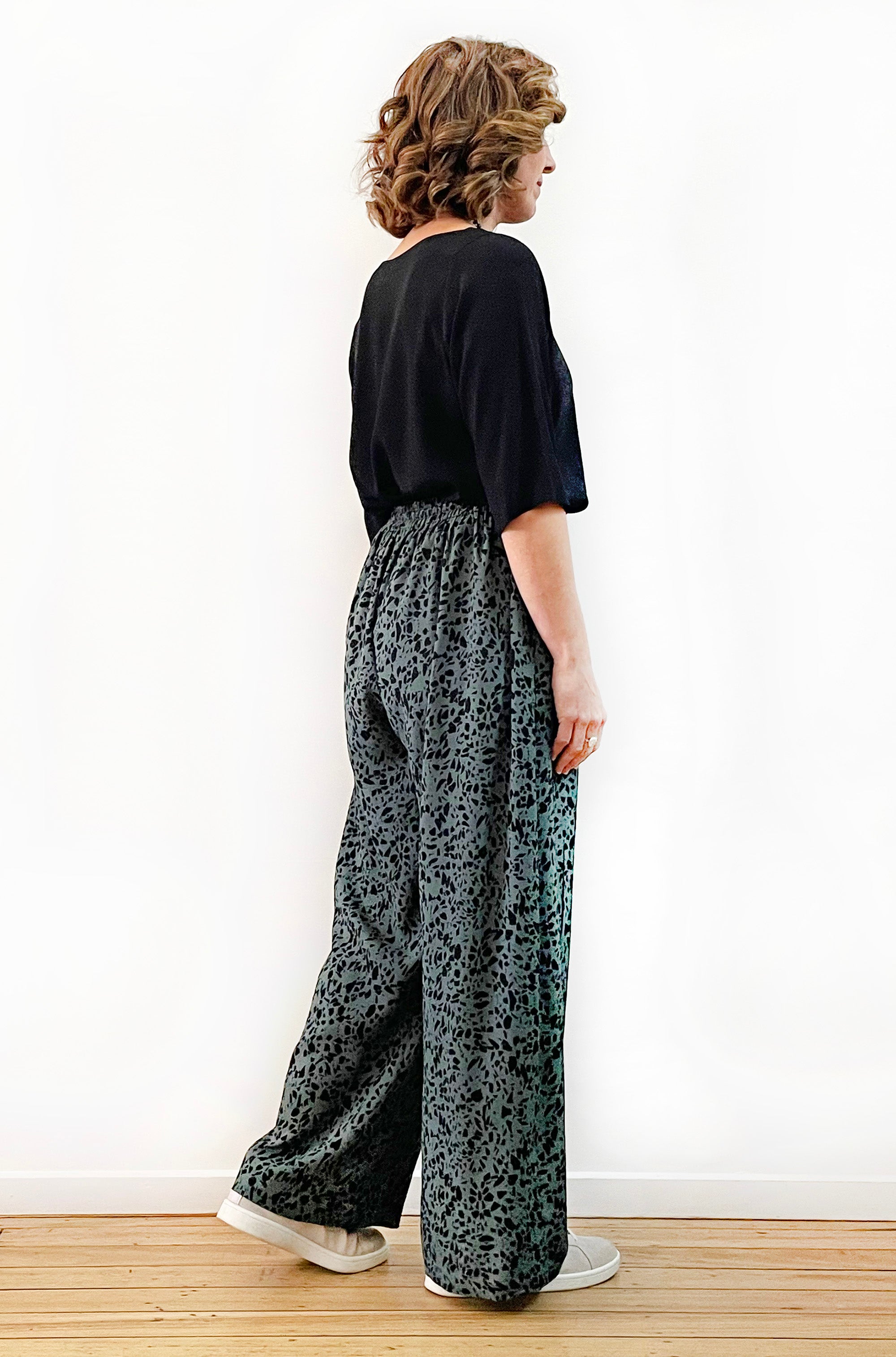 VISCOSE FULL LENGTH WIDE LEG PANT SPRUCE TERRAZZO