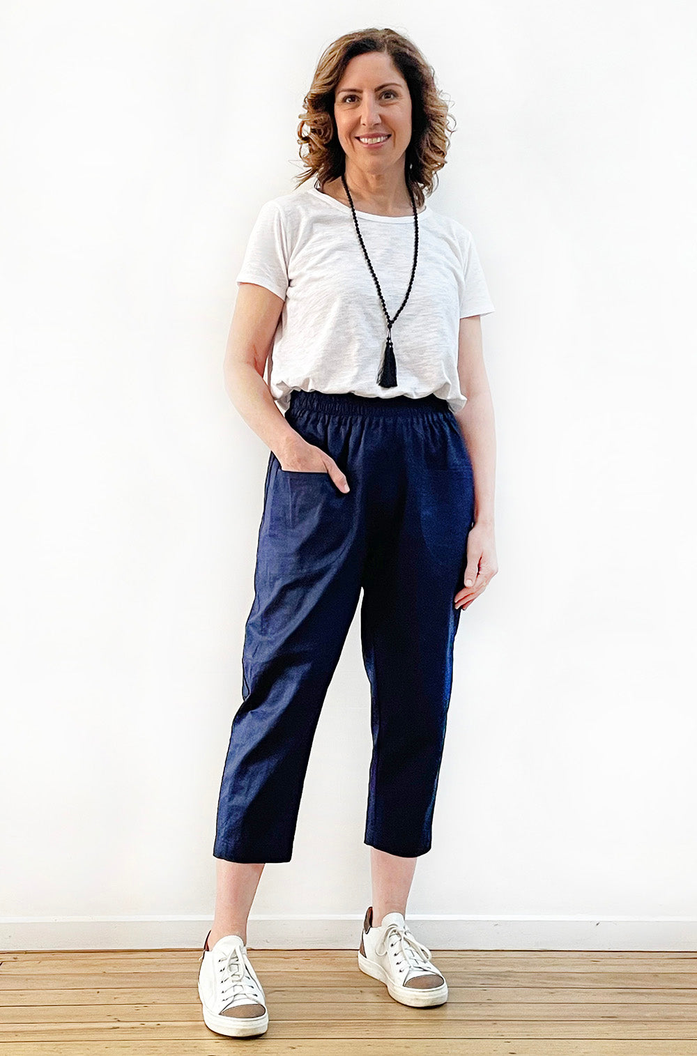 LINEN POCKET PANT NAVY